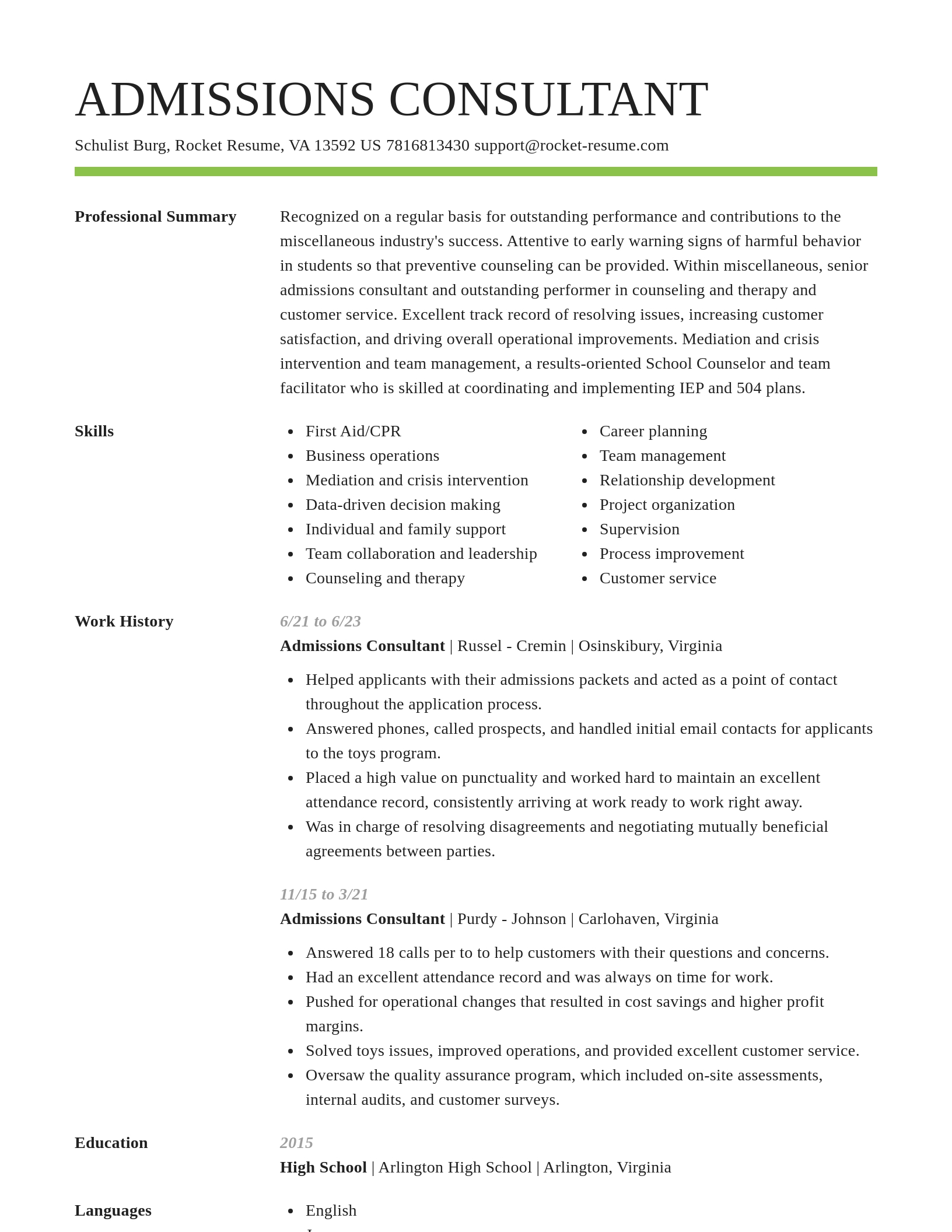 Smart resume template