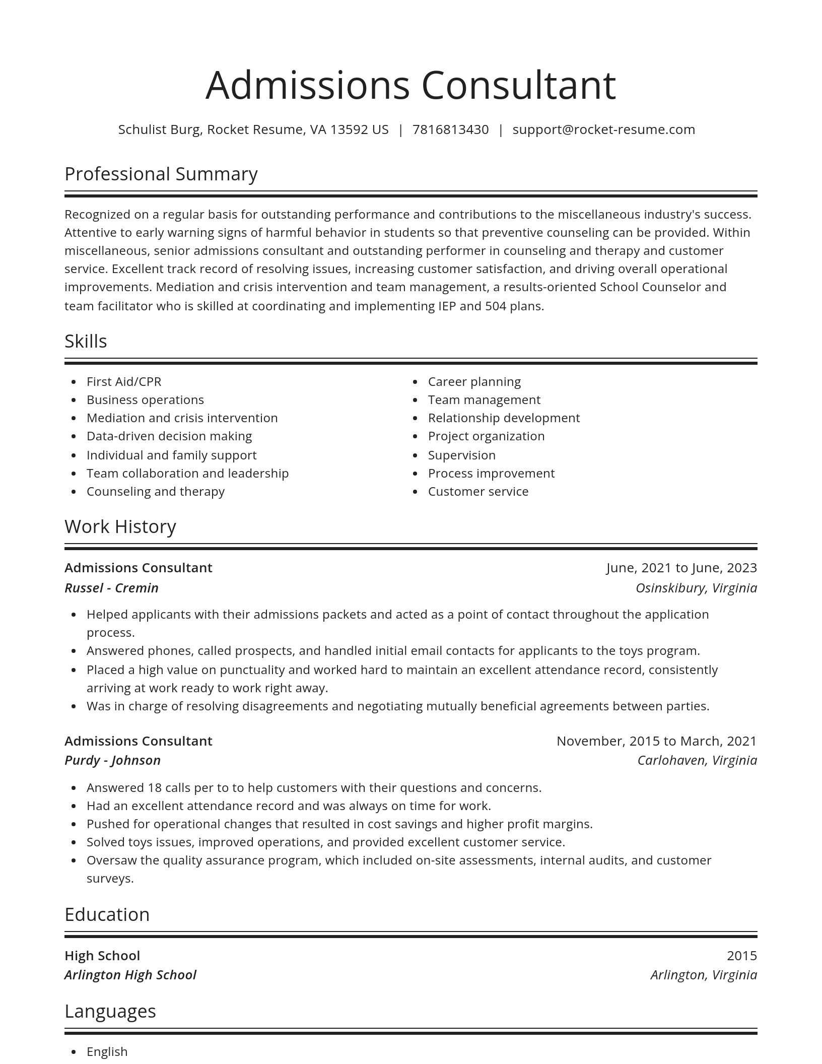 Spotlight resume template