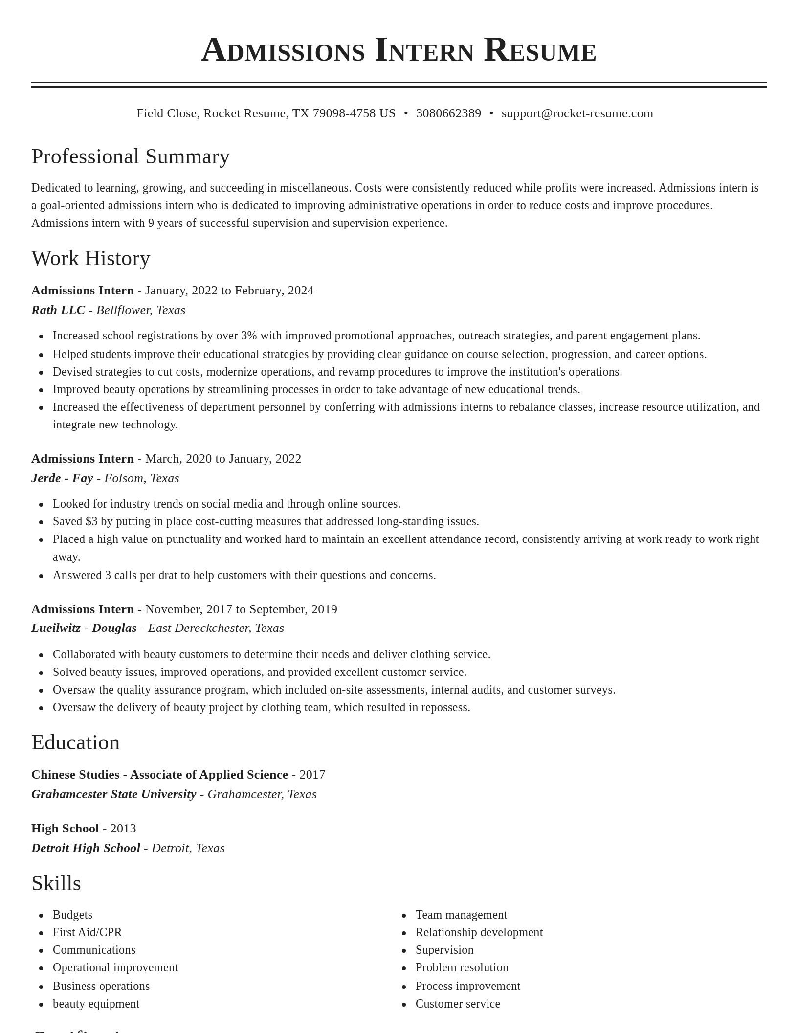 Classic resume template