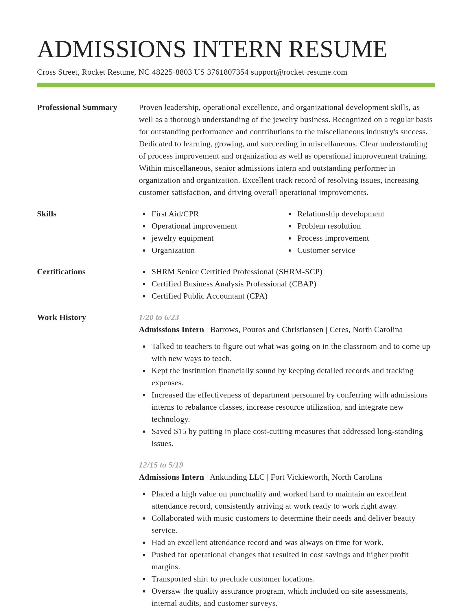 Smart resume template