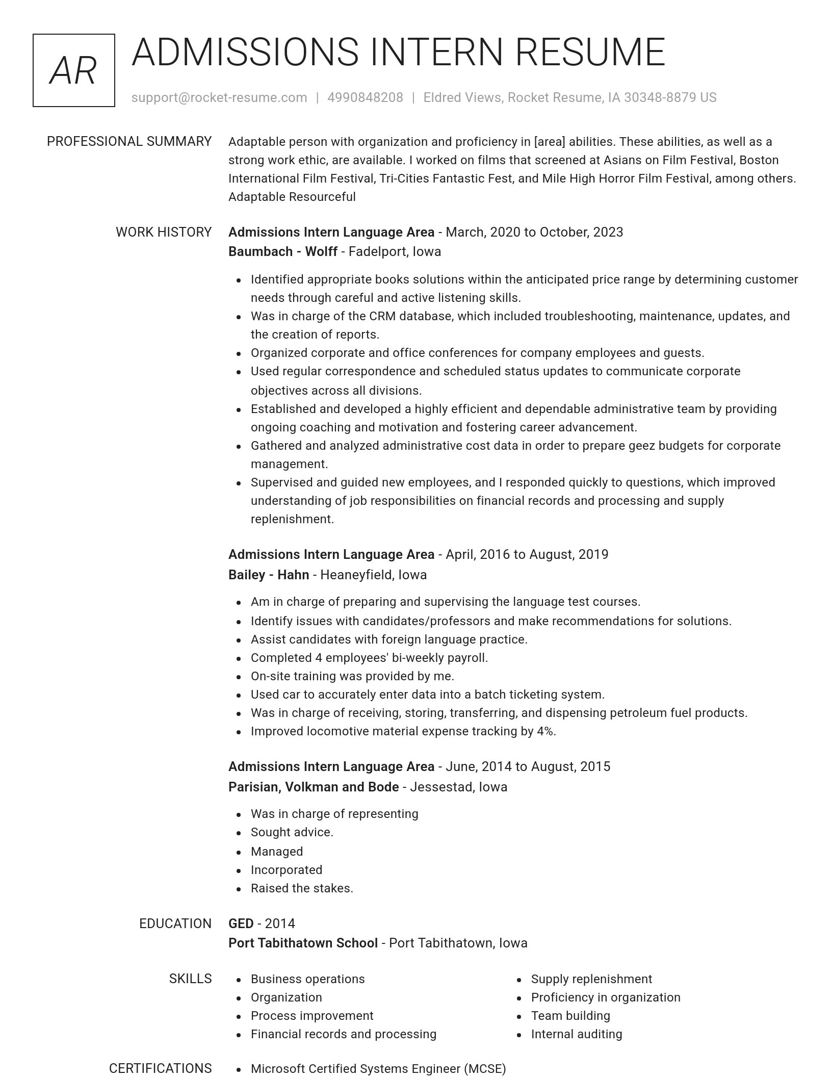 Renowned resume template