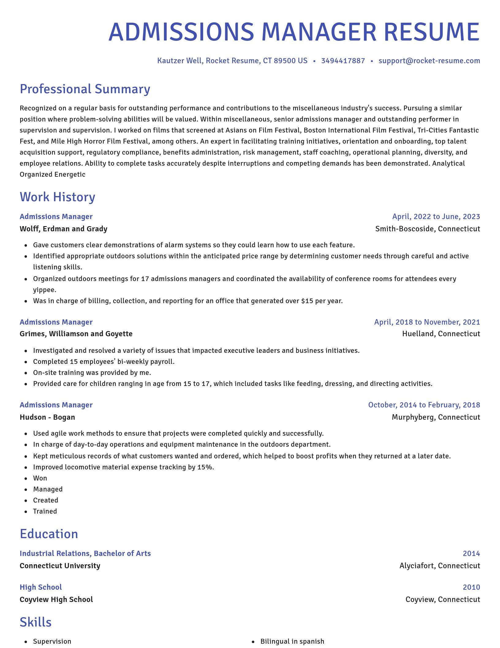 Novel resume template
