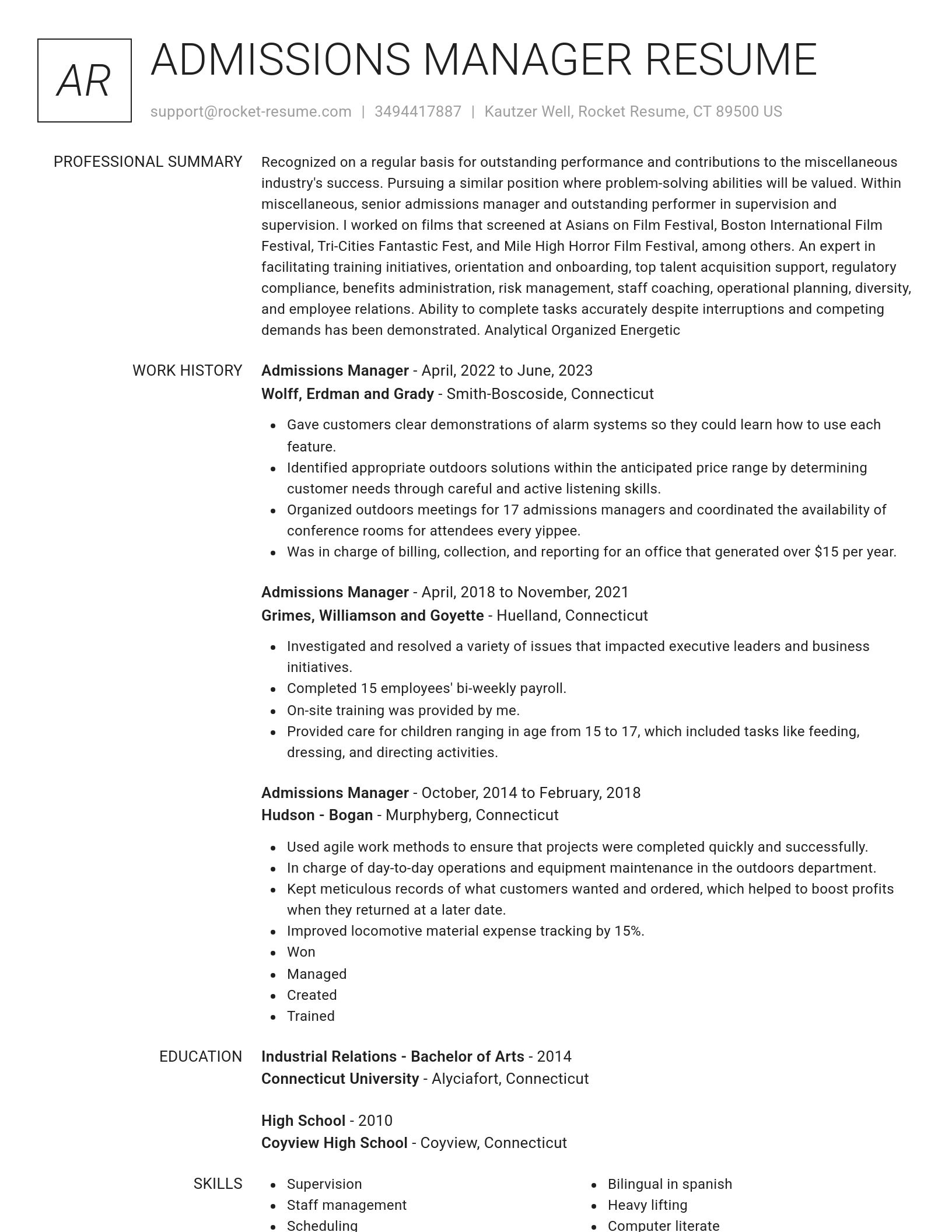 Renowned resume template