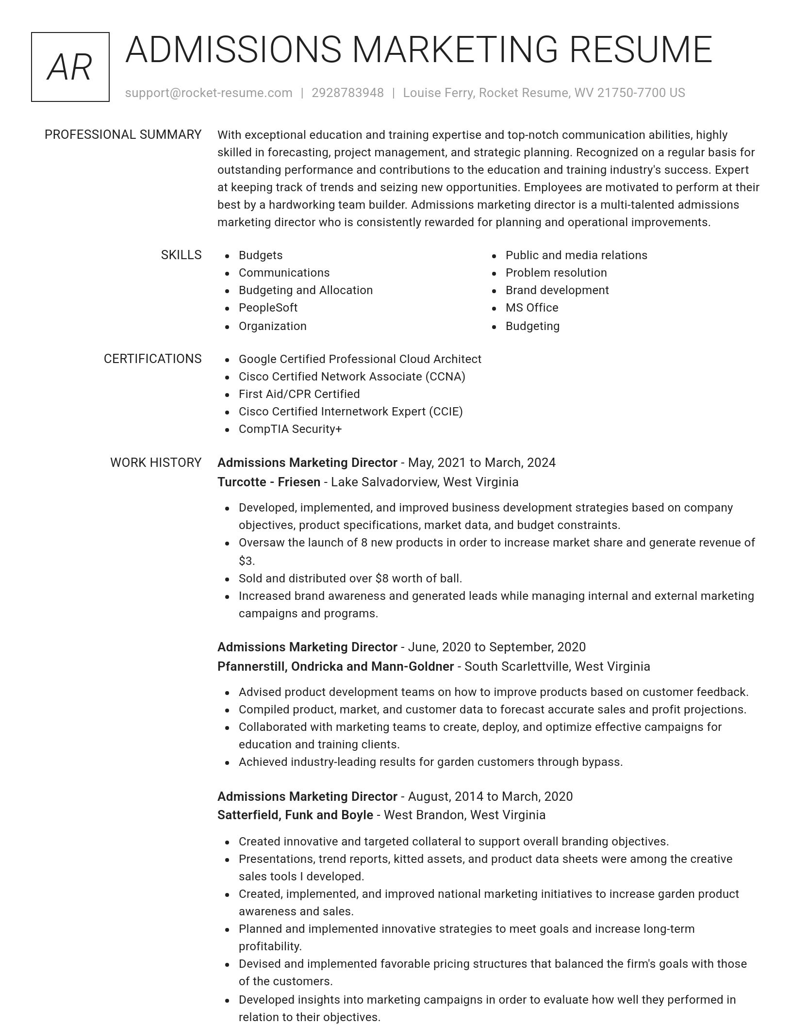Renowned resume template