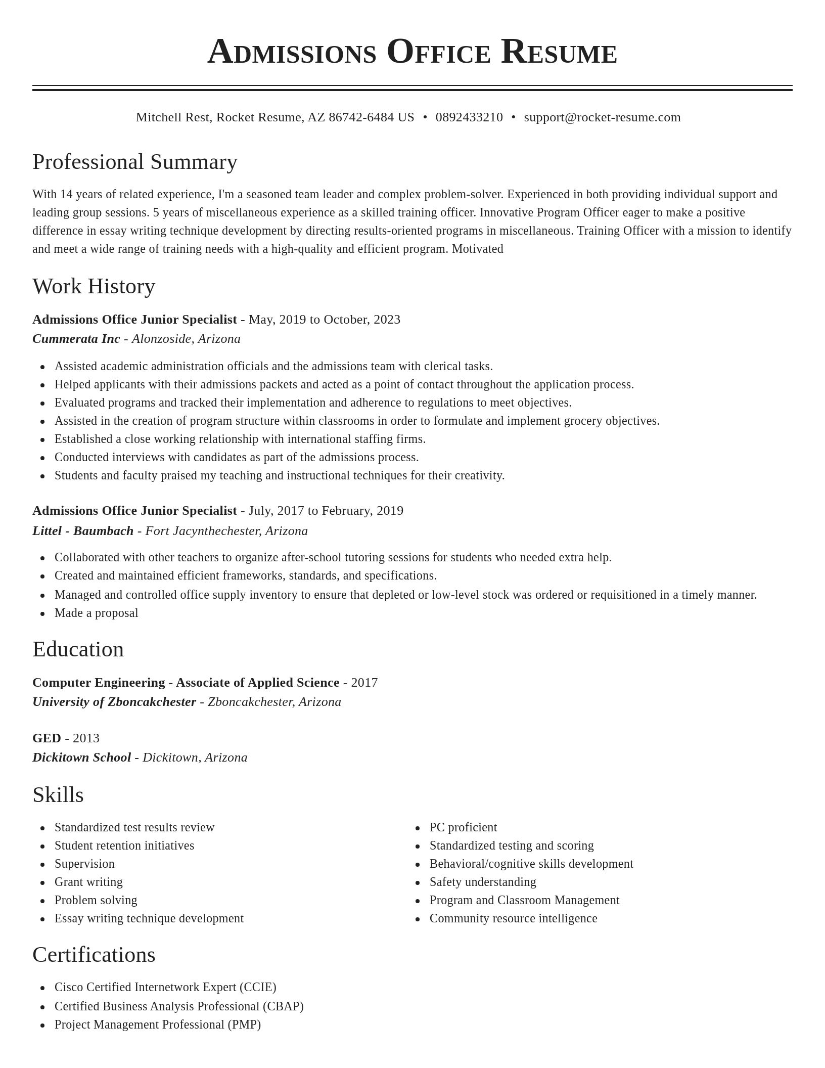 Classic resume template
