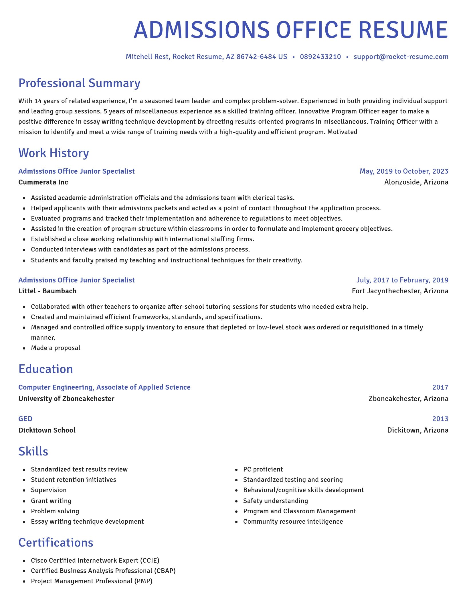 Novel resume template