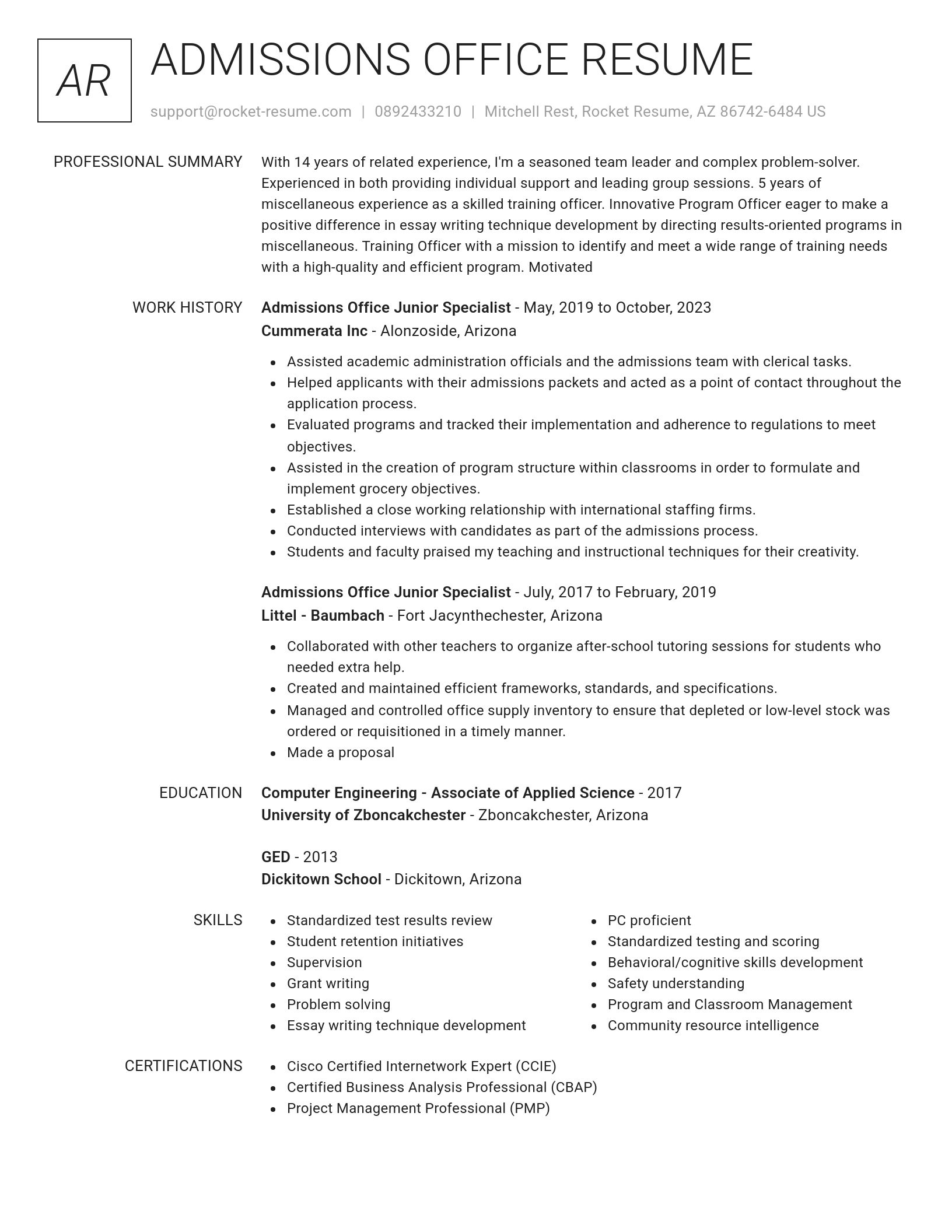 Renowned resume template