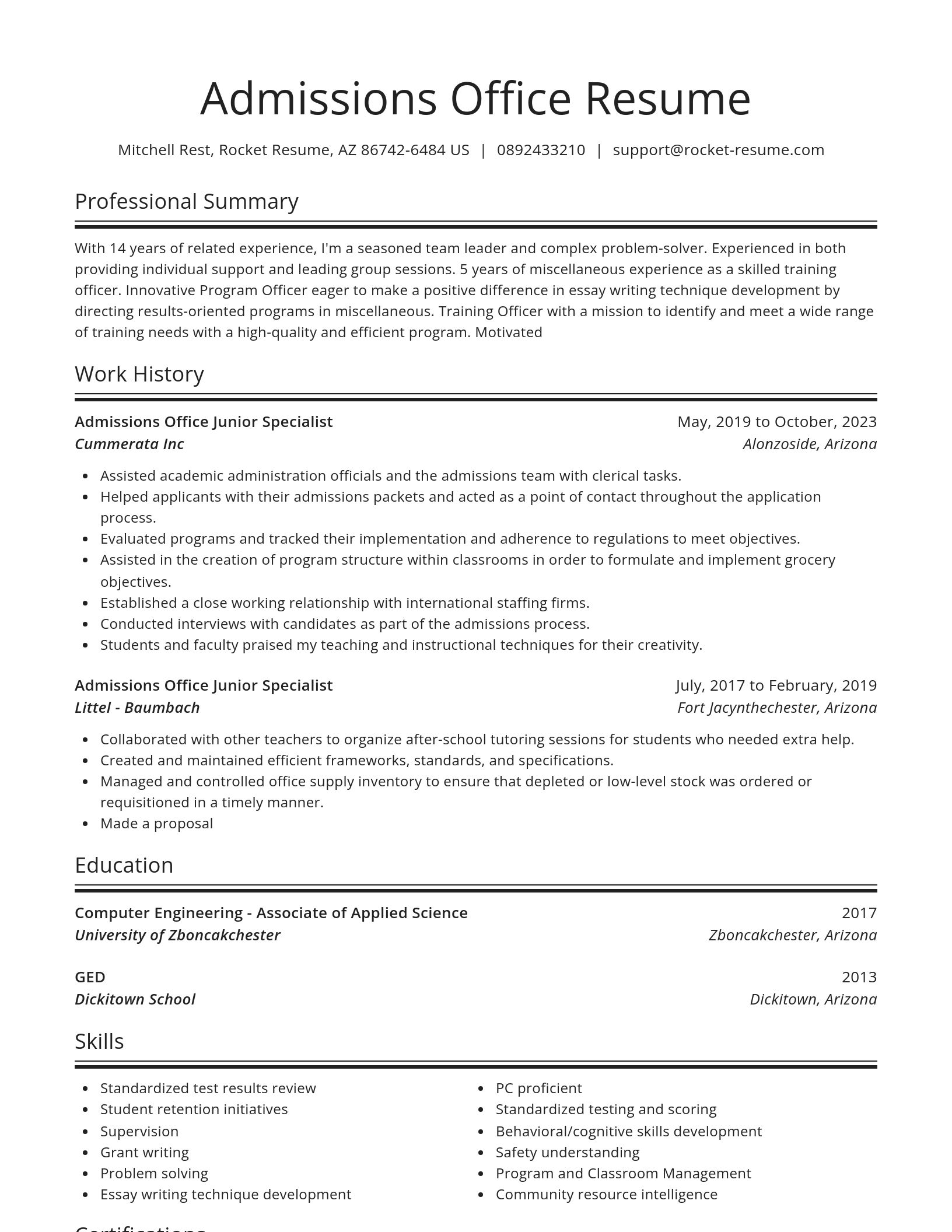 Spotlight resume template