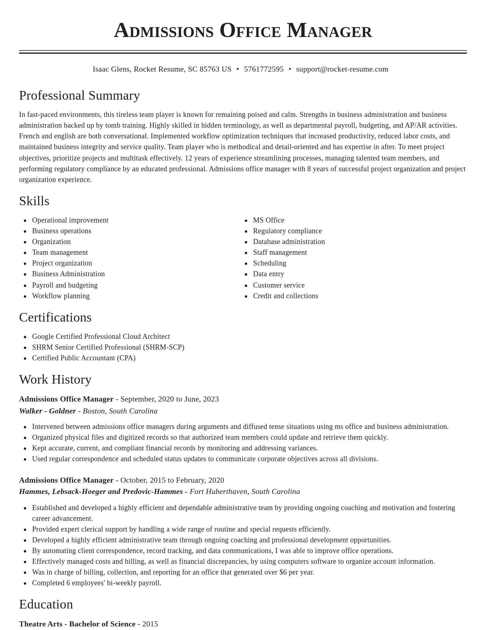 Classic resume template