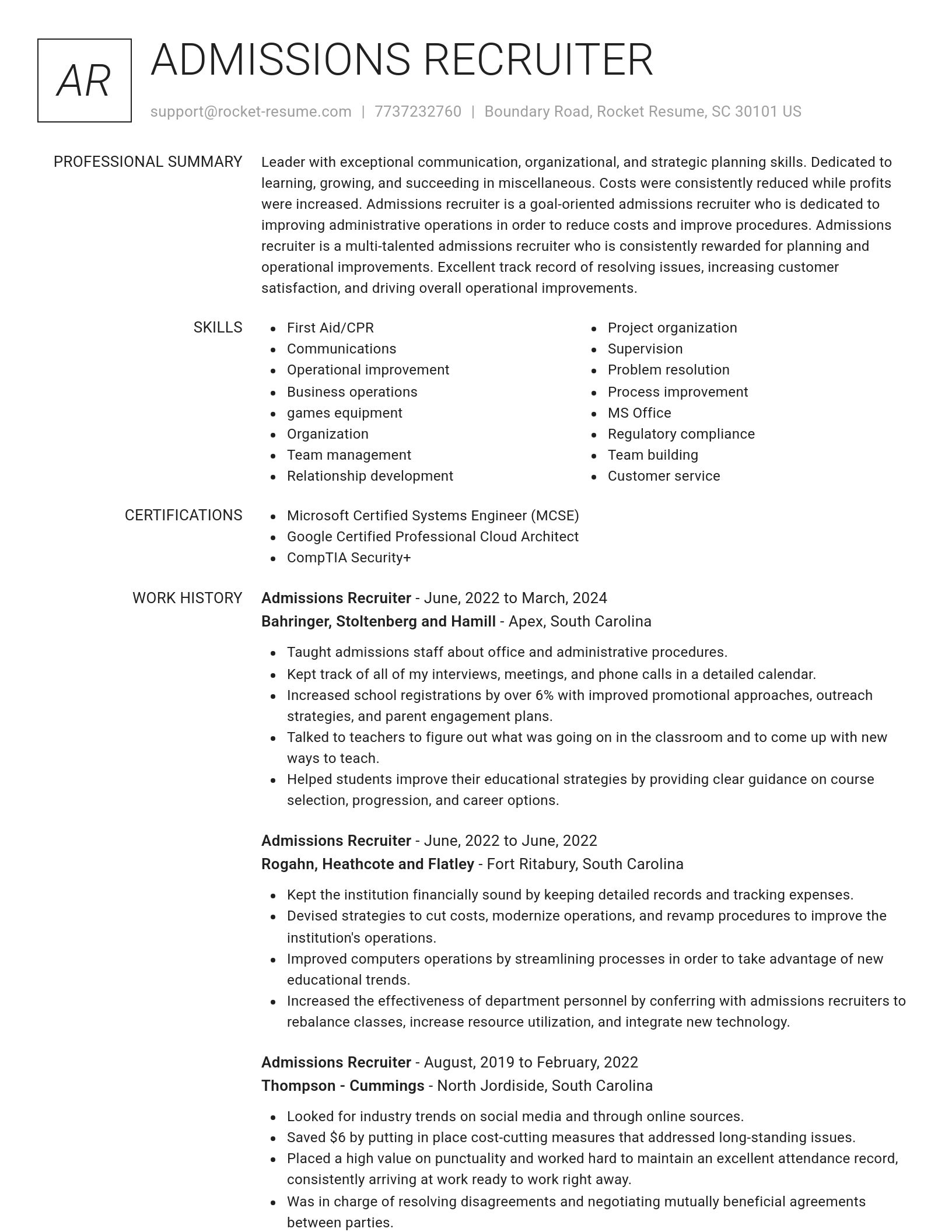 Renowned resume template