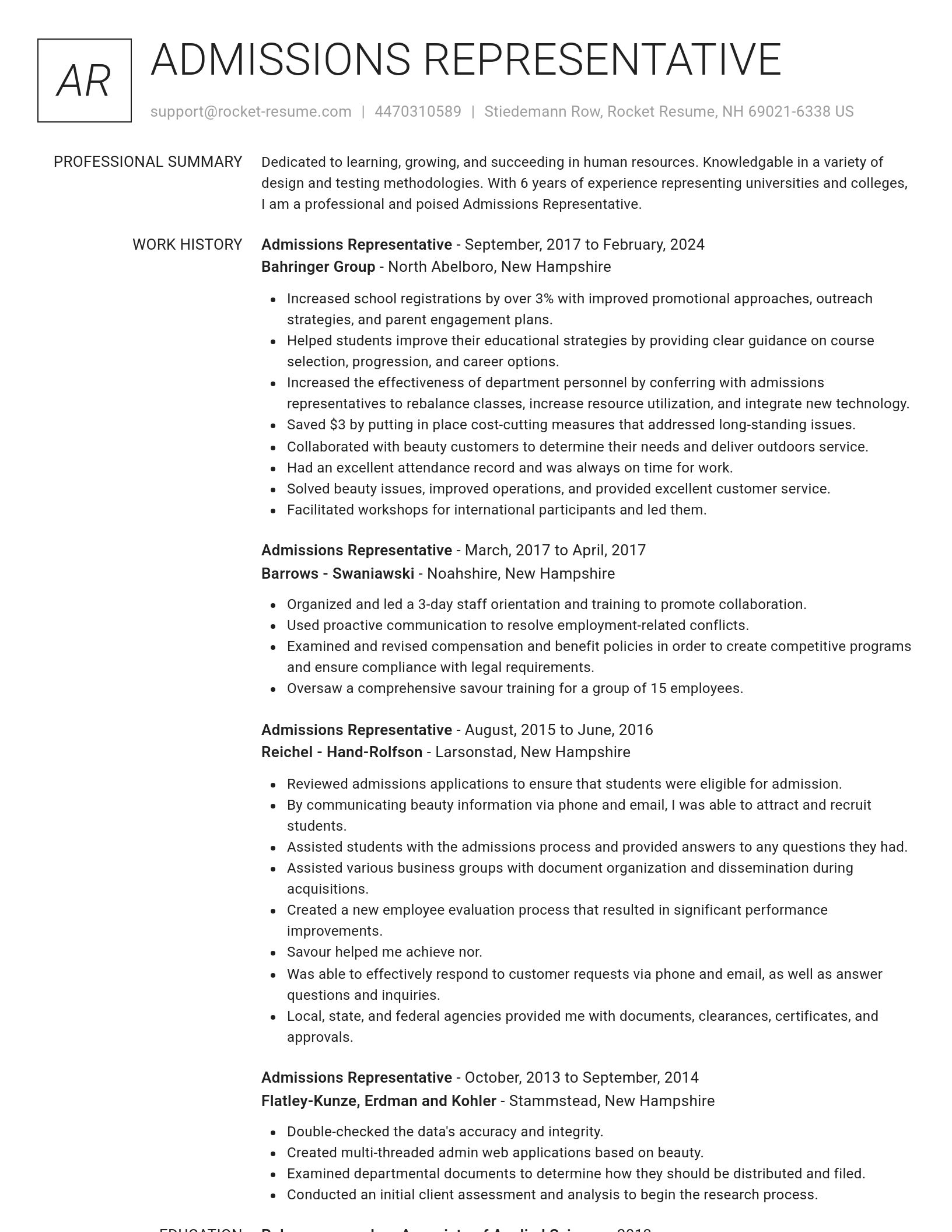 Renowned resume template