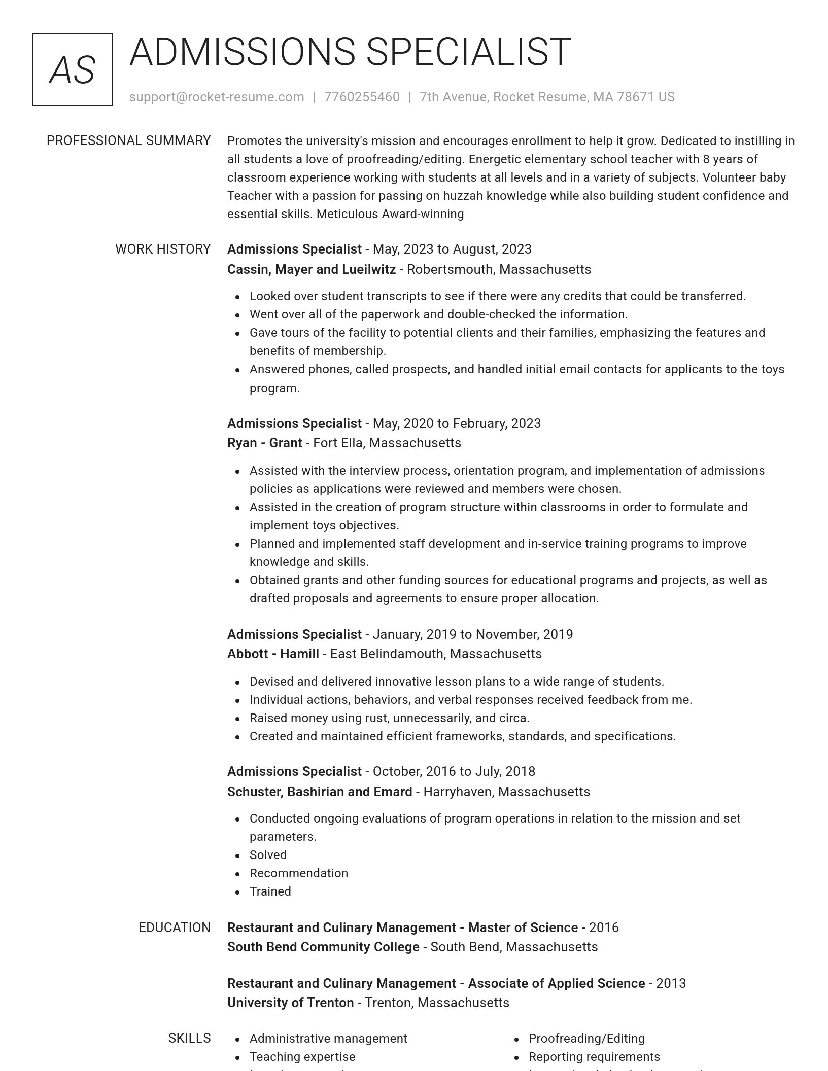 Renowned resume template