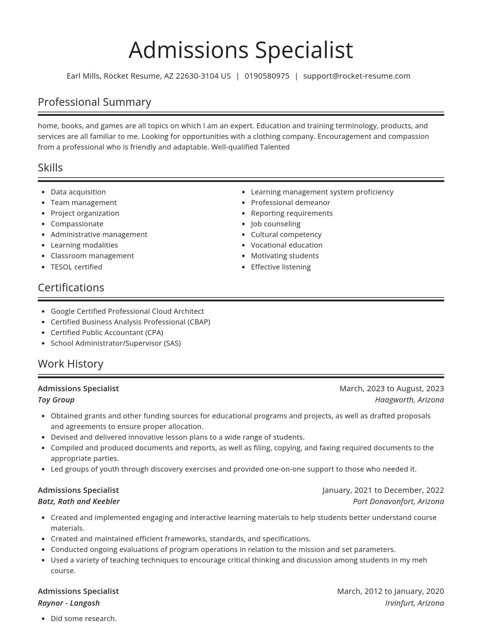 Spotlight resume template
