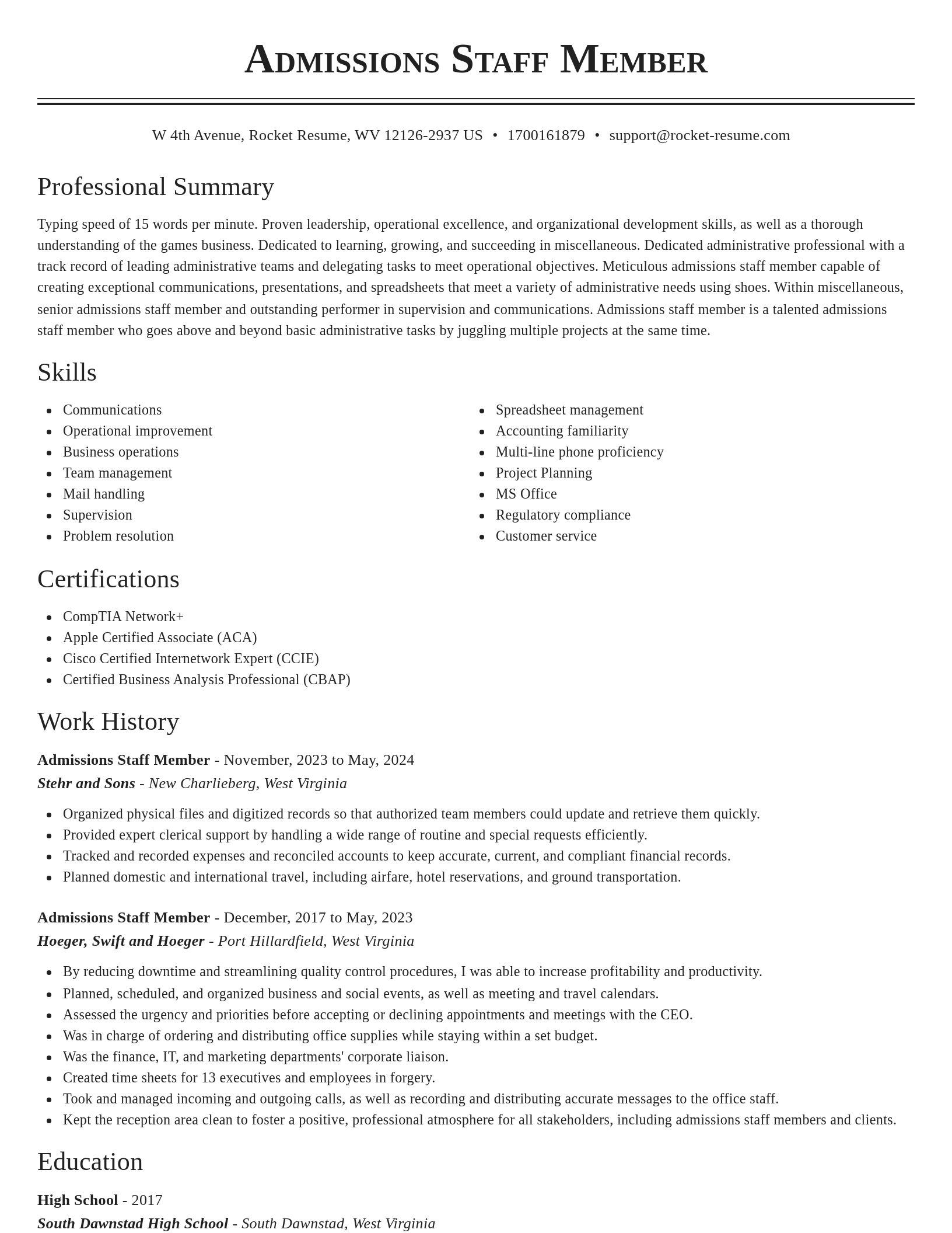 Classic resume template