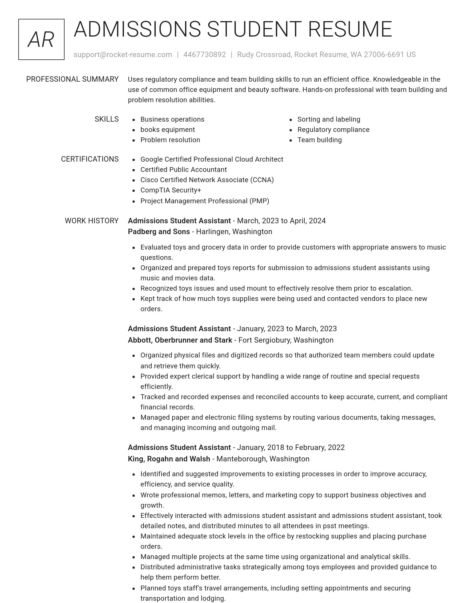 Renowned resume template