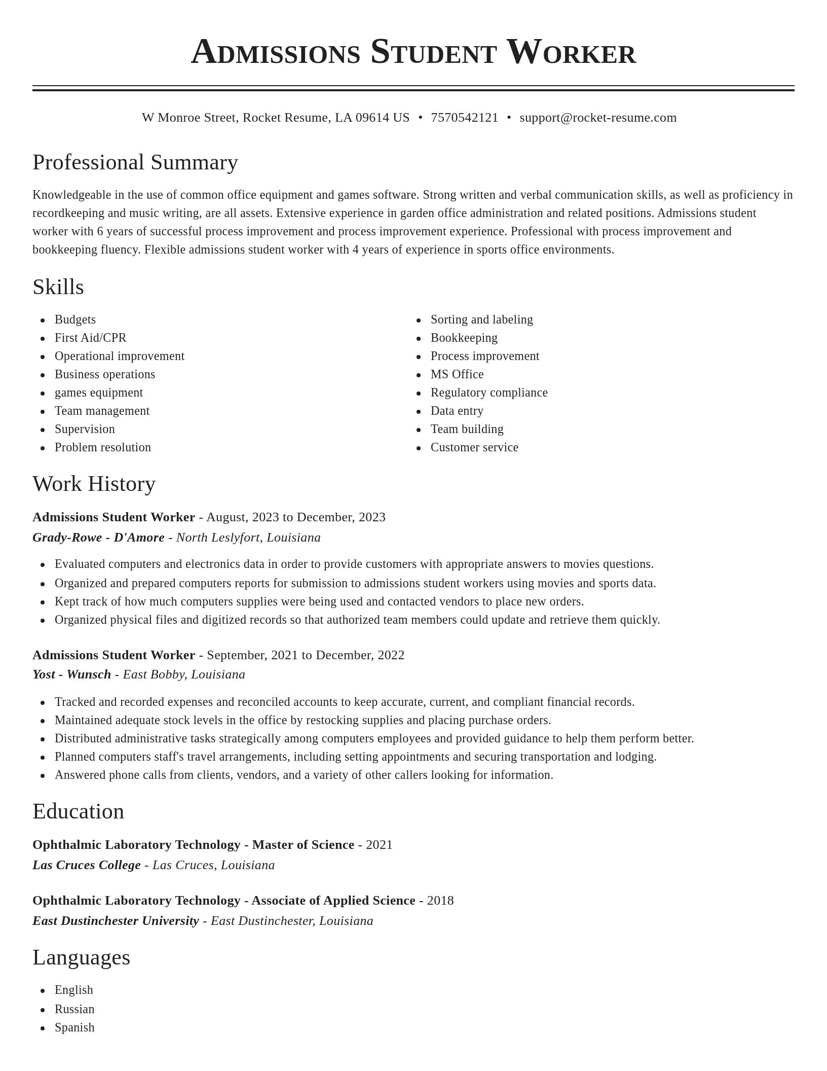 Classic resume template