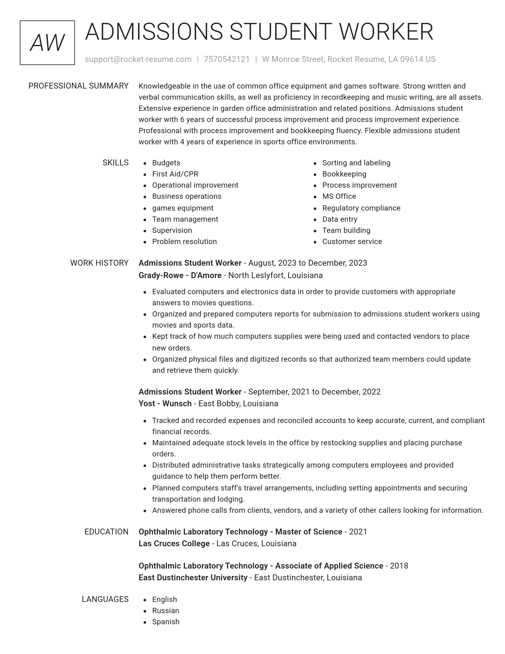 Renowned resume template