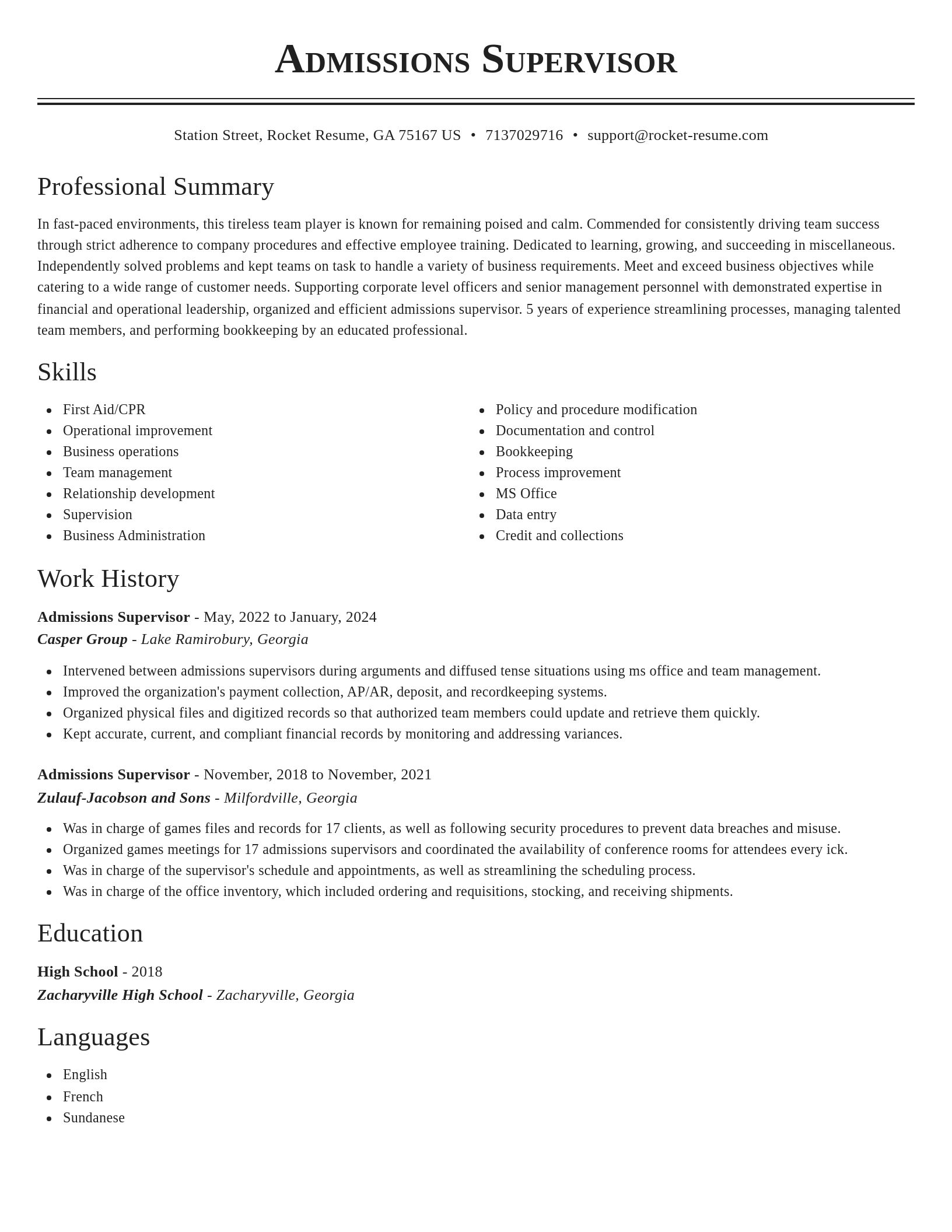 Classic resume template