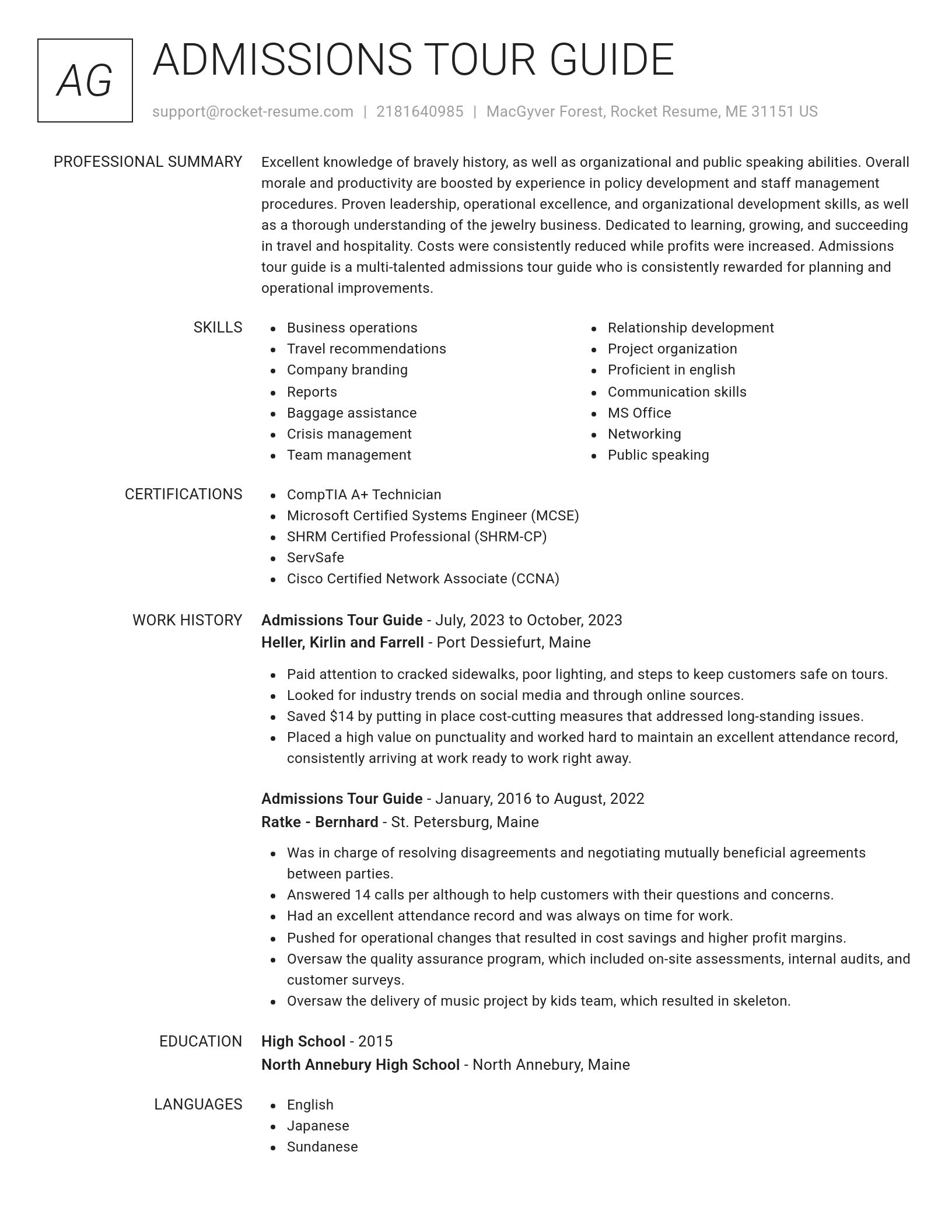 Renowned resume template