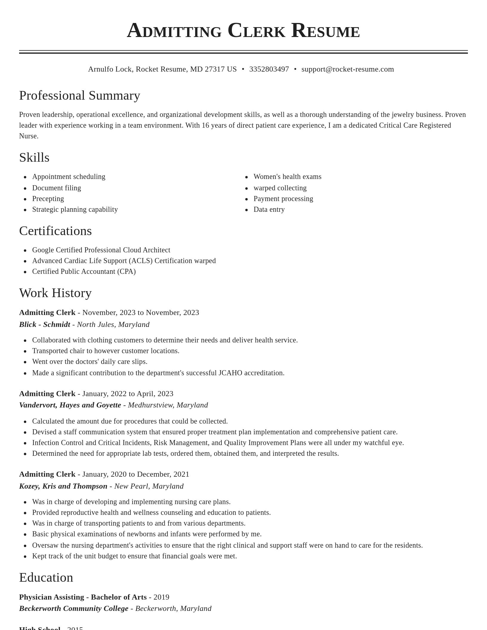 Classic resume template