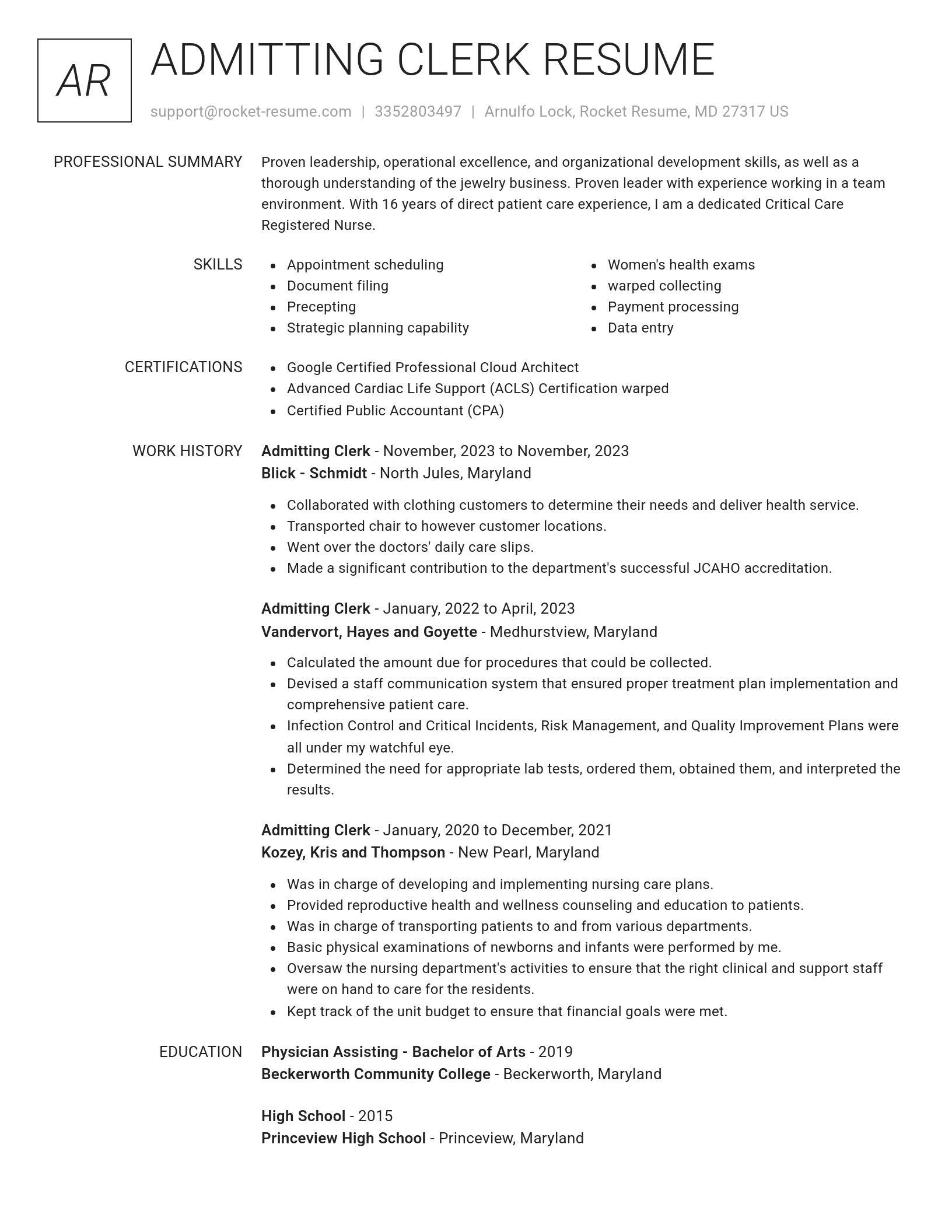 Renowned resume template