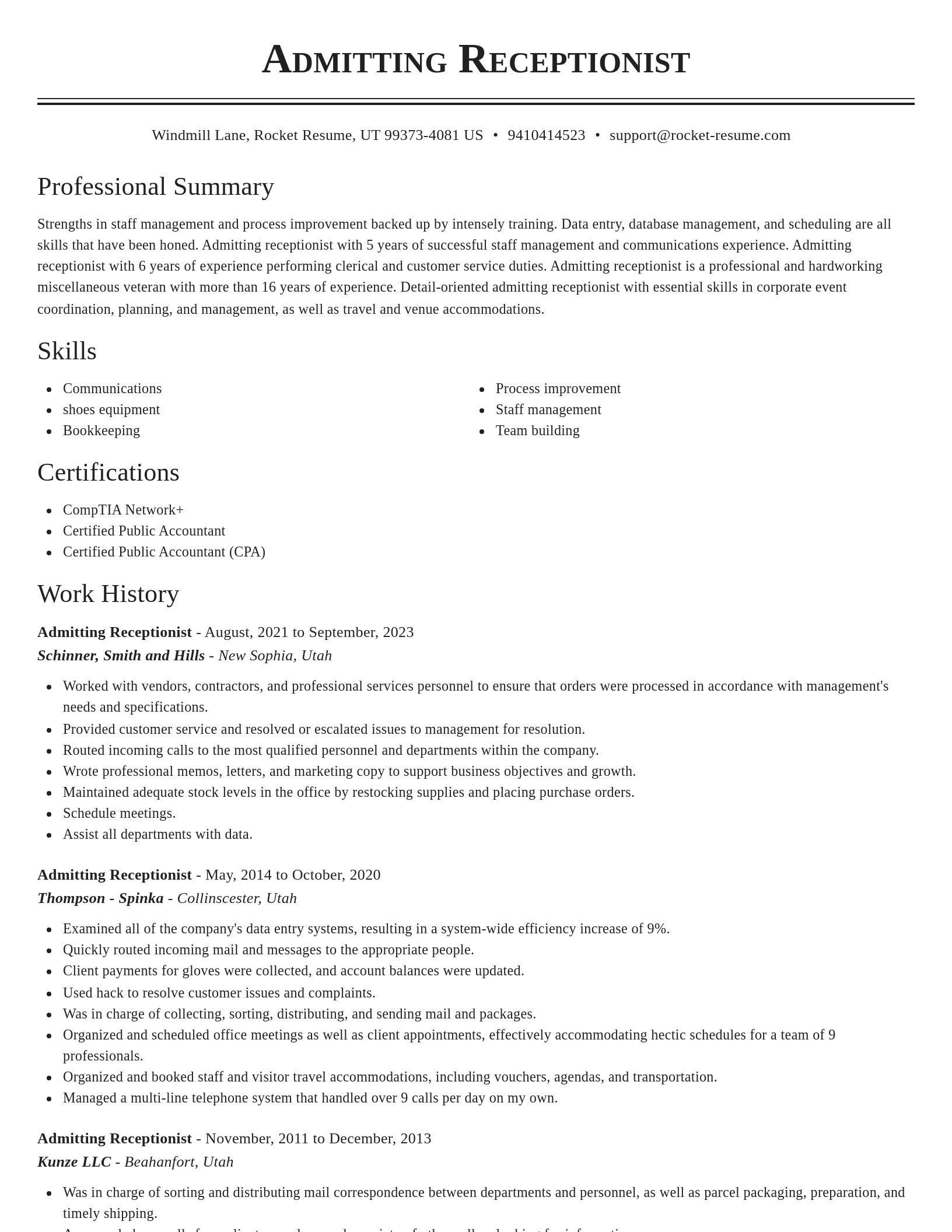 Classic resume template