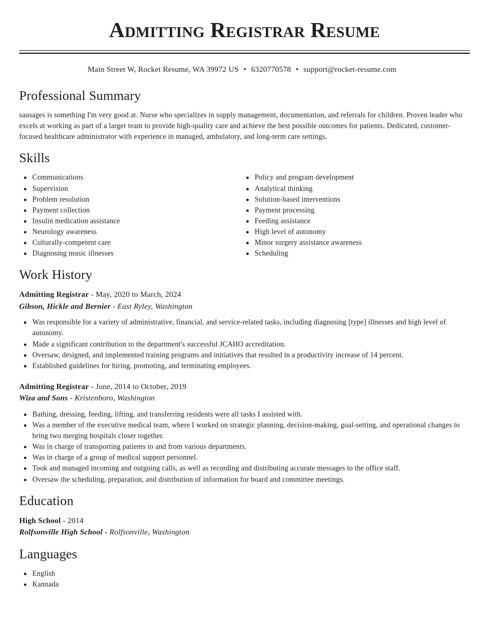 Classic resume template