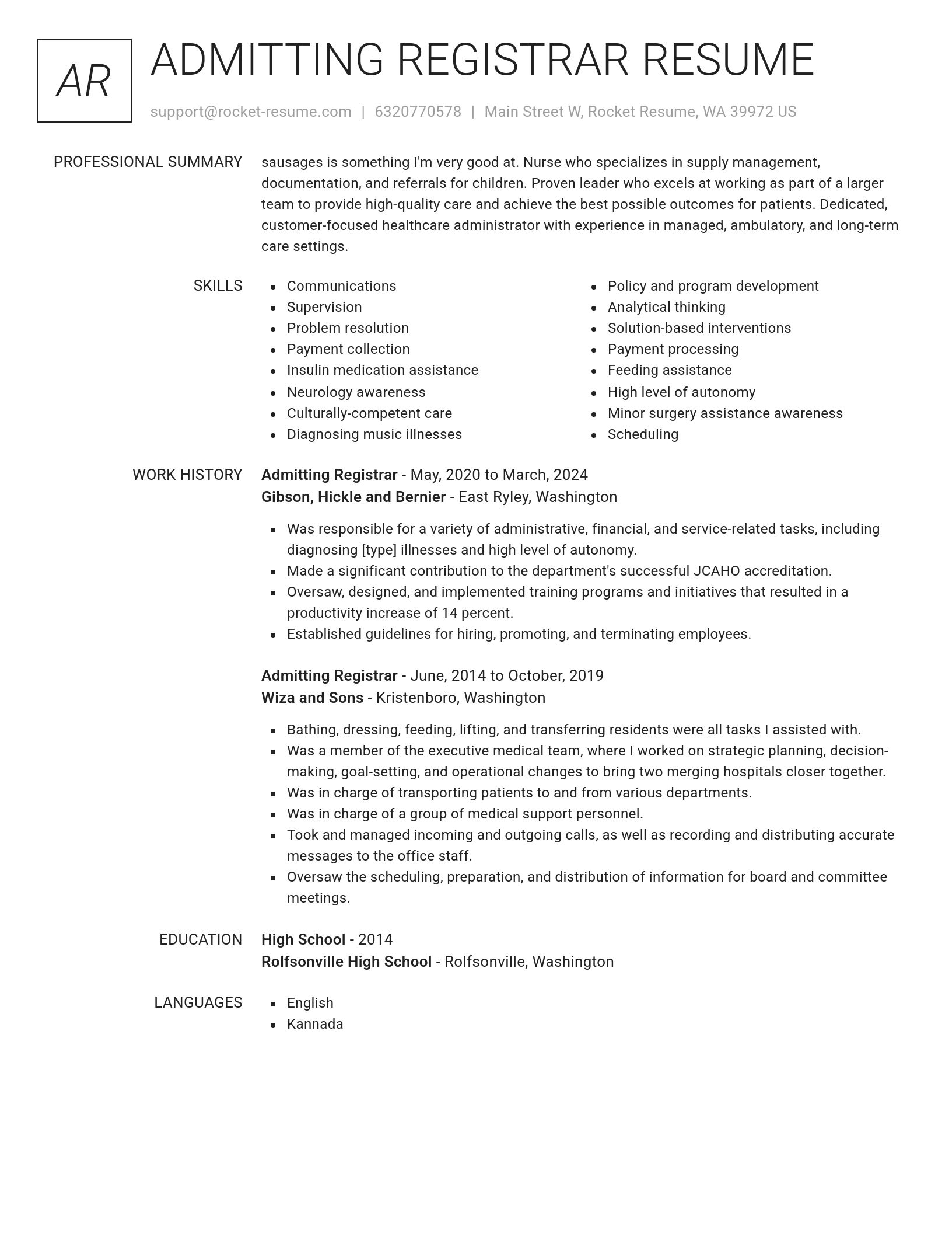 Renowned resume template