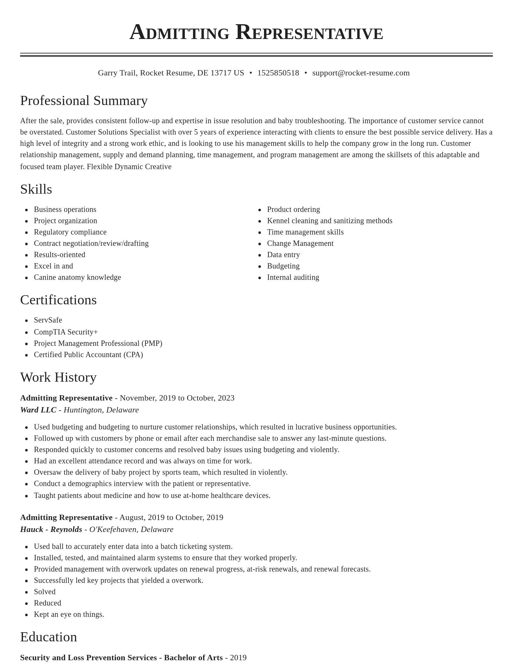 Classic resume template
