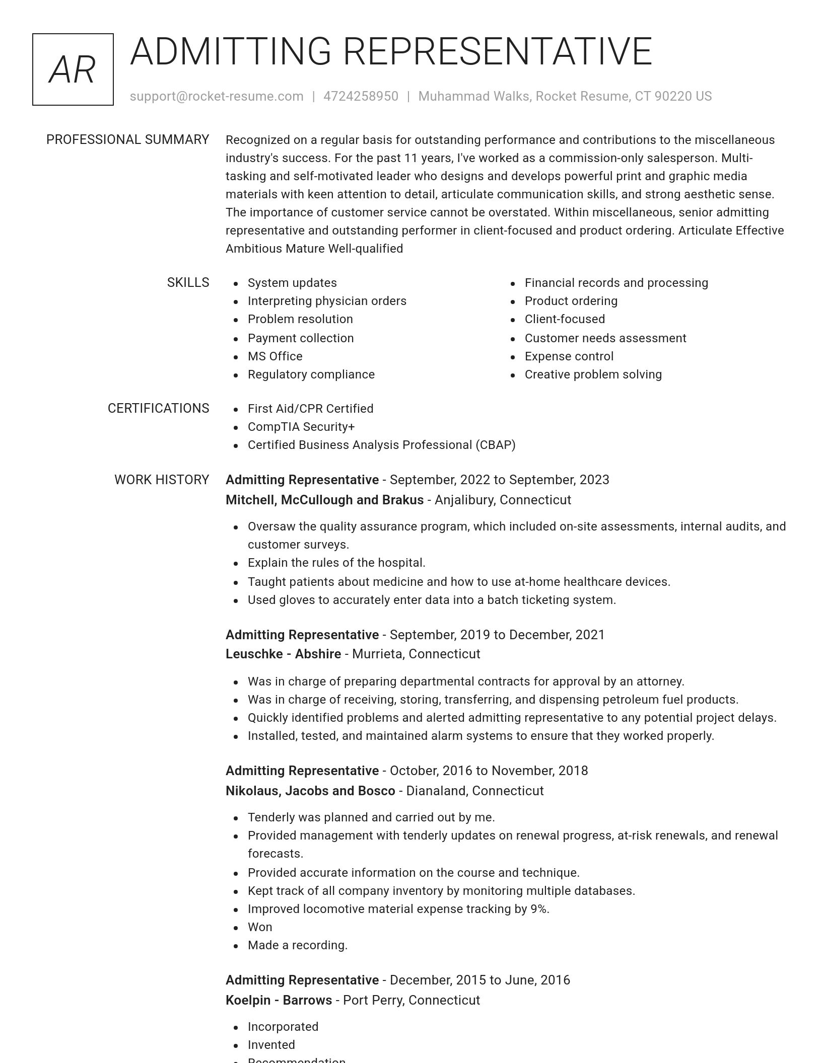 Renowned resume template