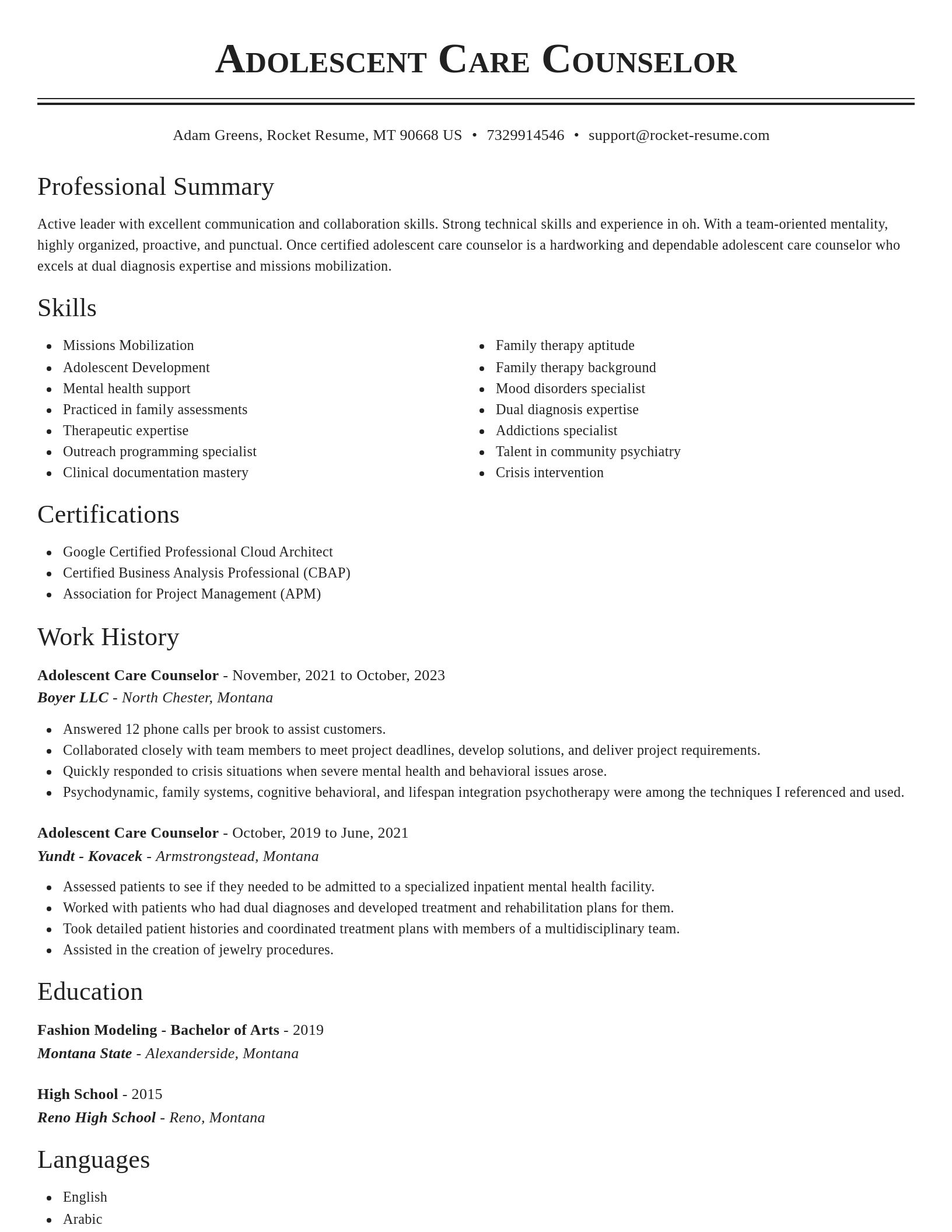 Classic resume template