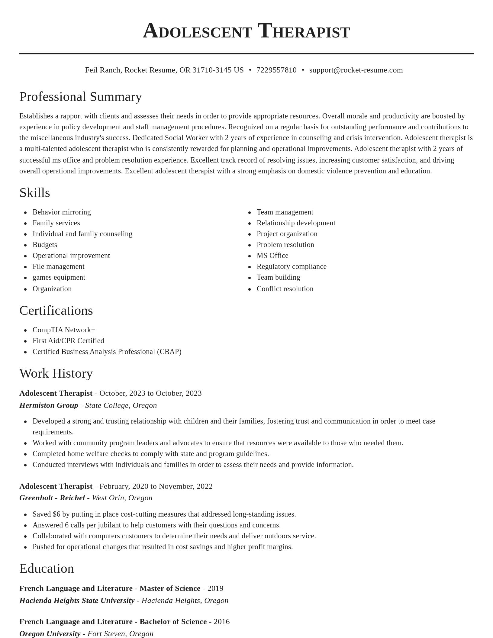 Classic resume template