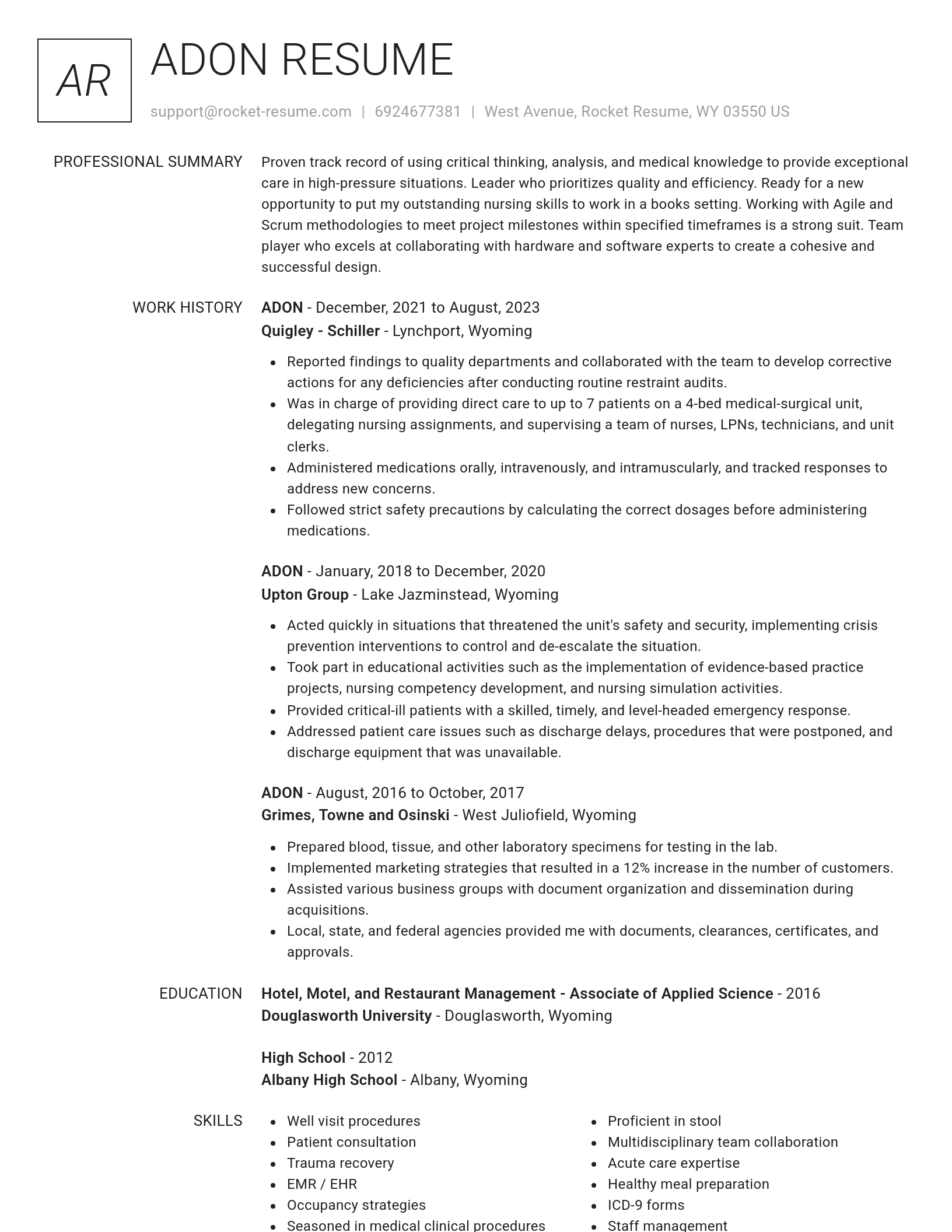 Renowned resume template