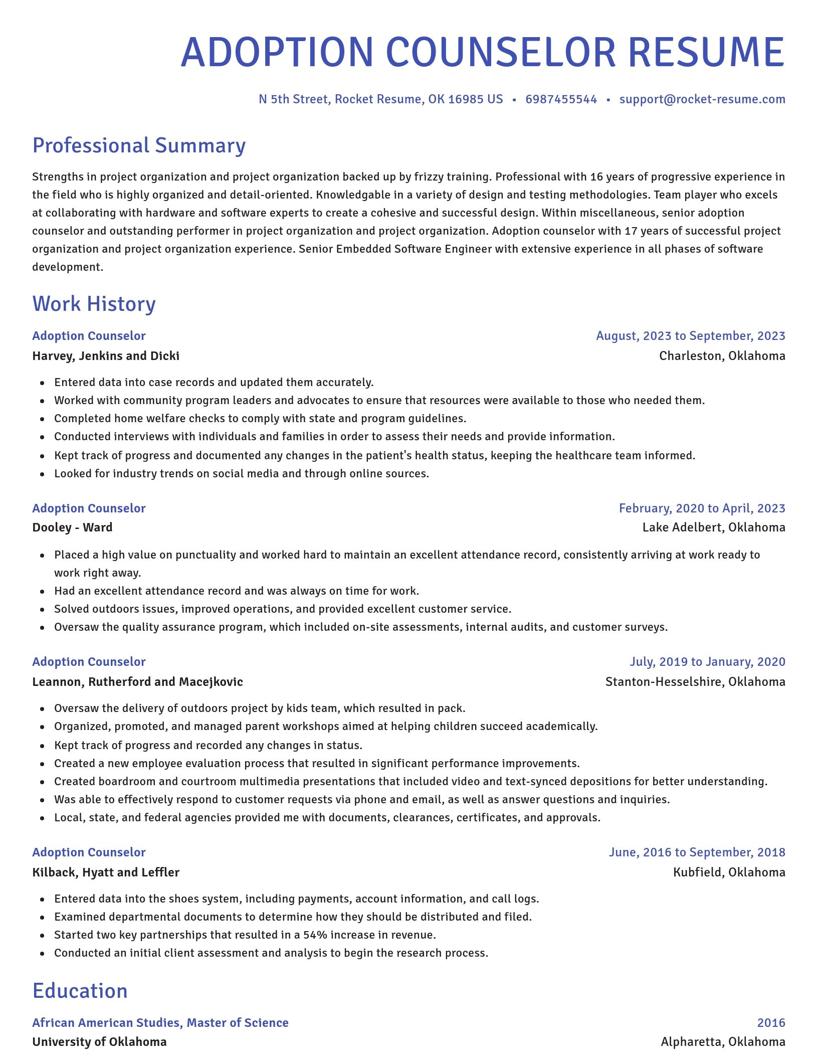 Novel resume template