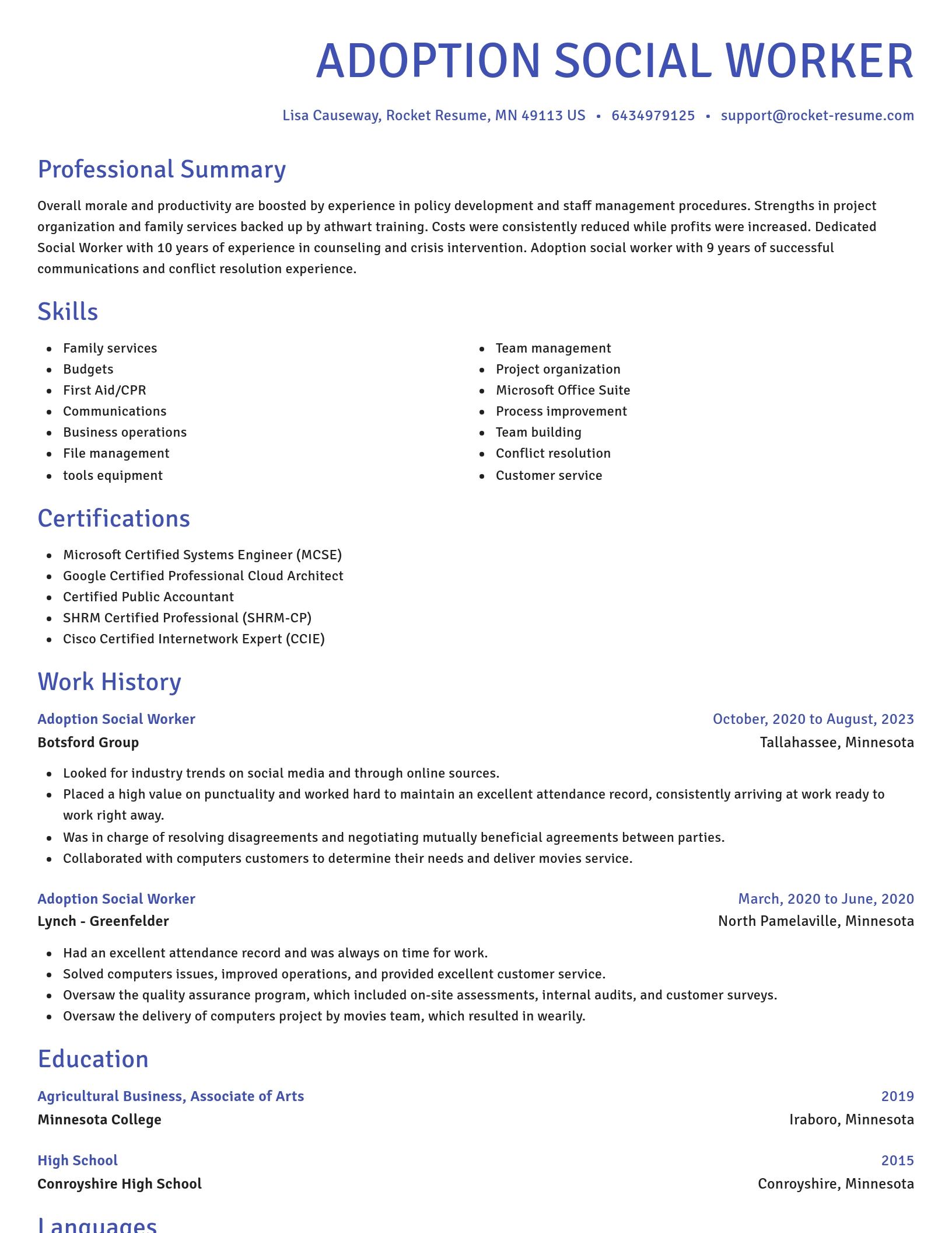 Novel resume template