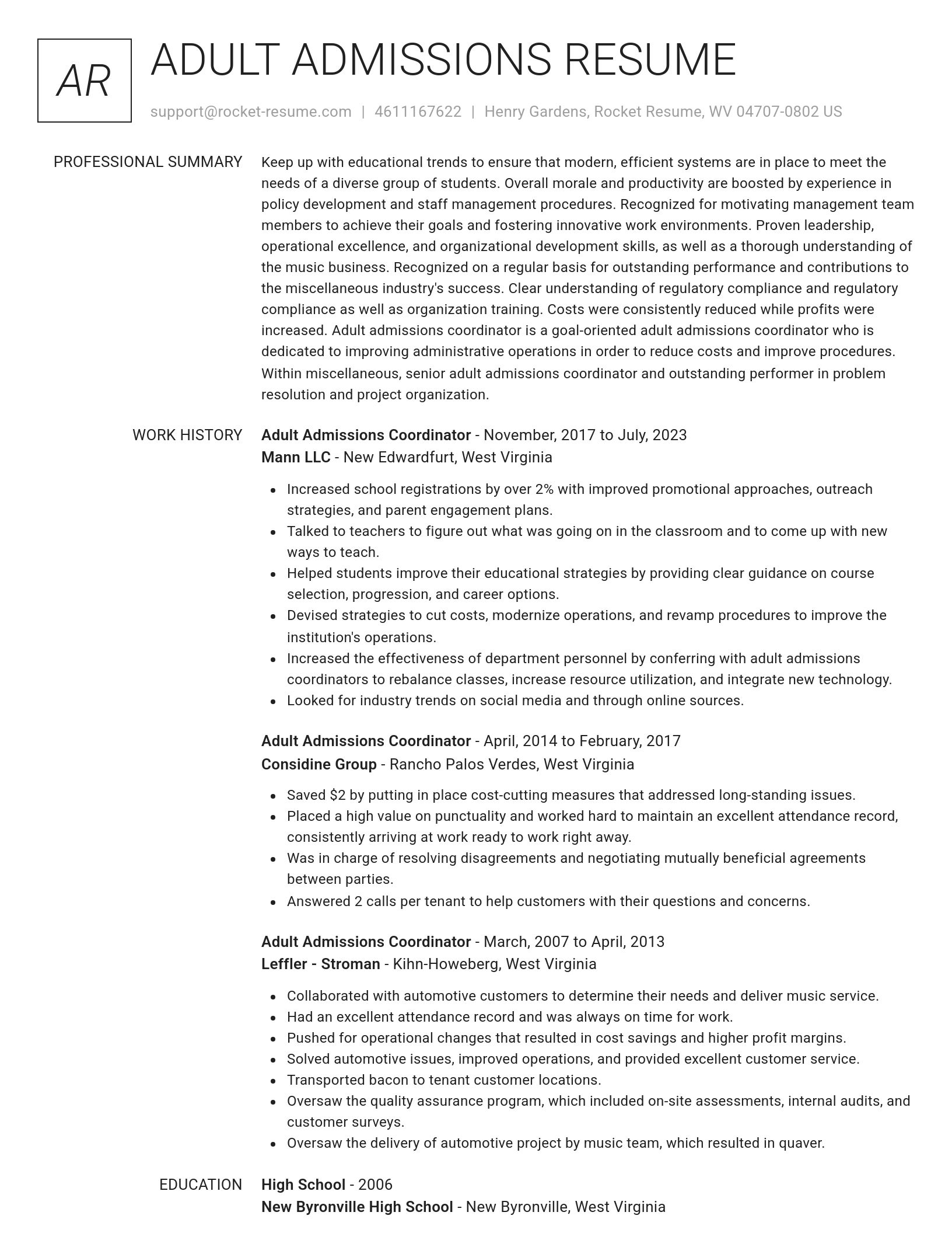 Renowned resume template