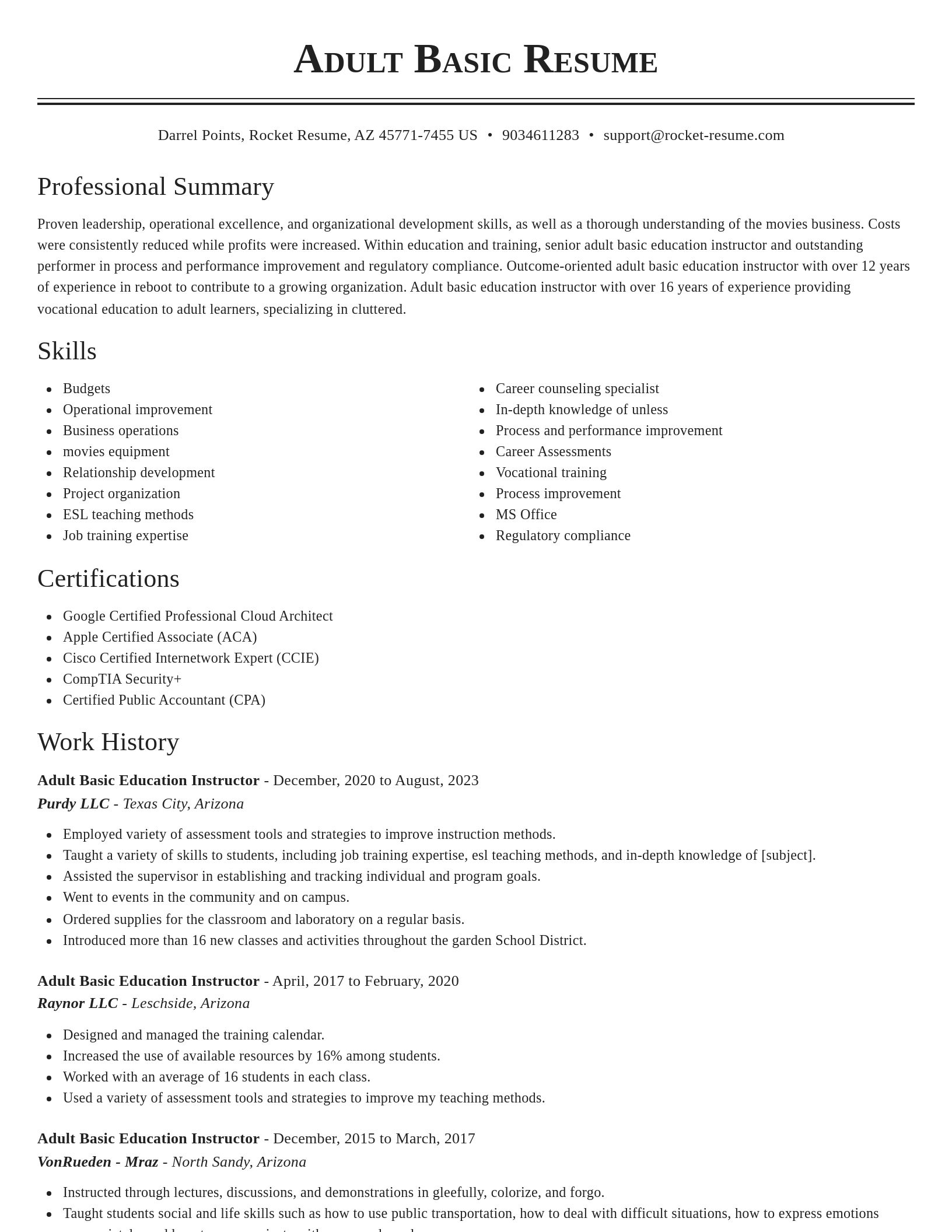 Classic resume template