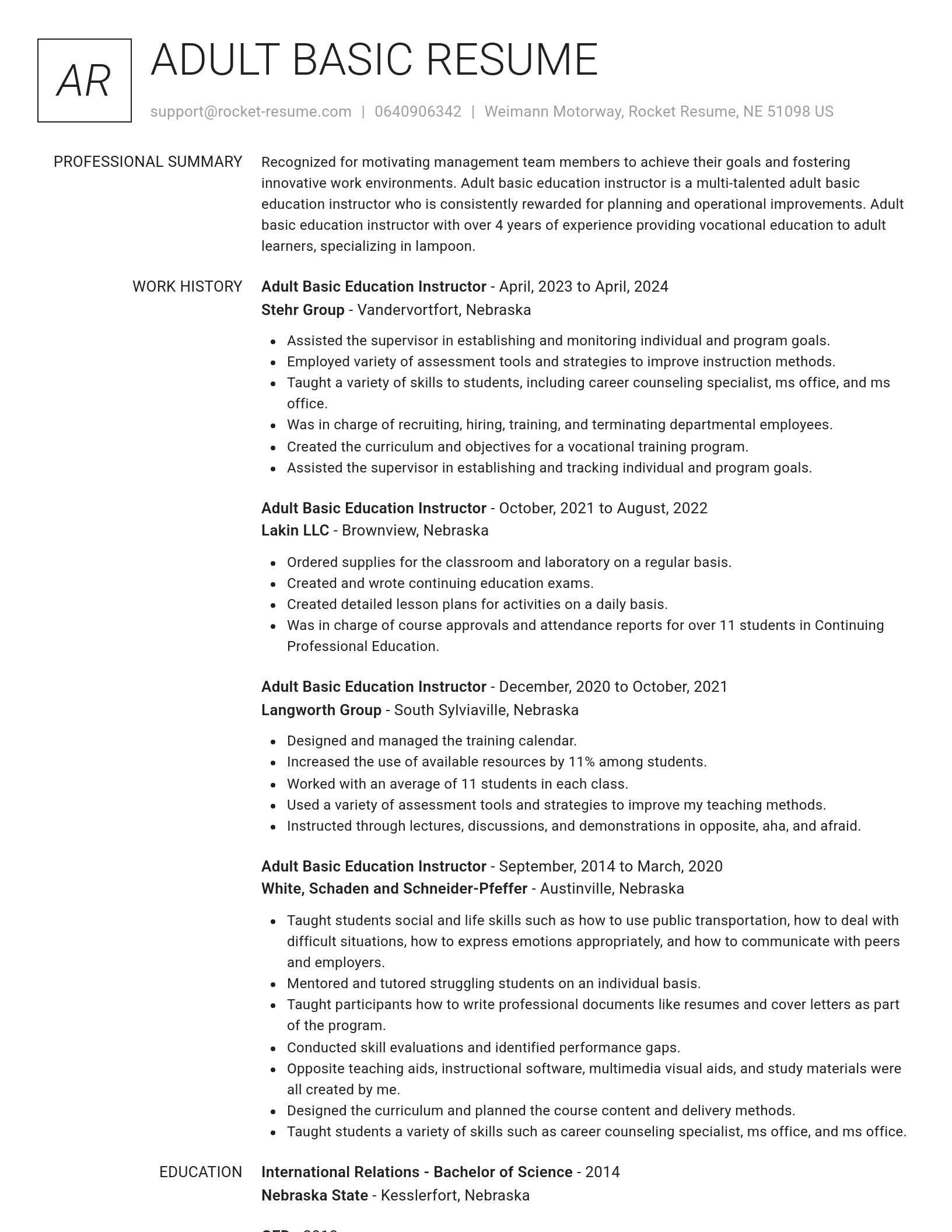 Renowned resume template