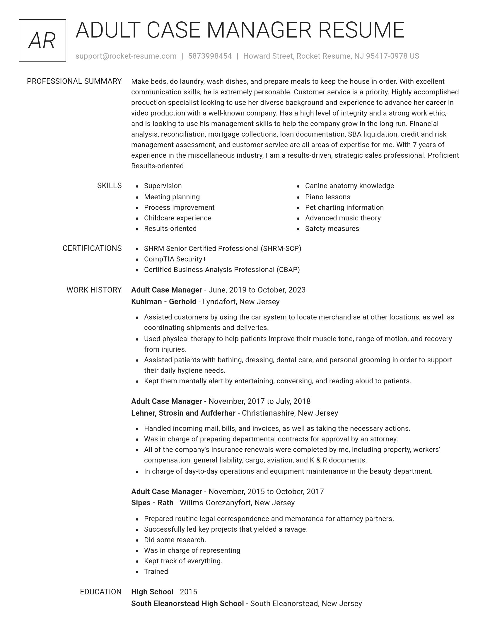 Renowned resume template