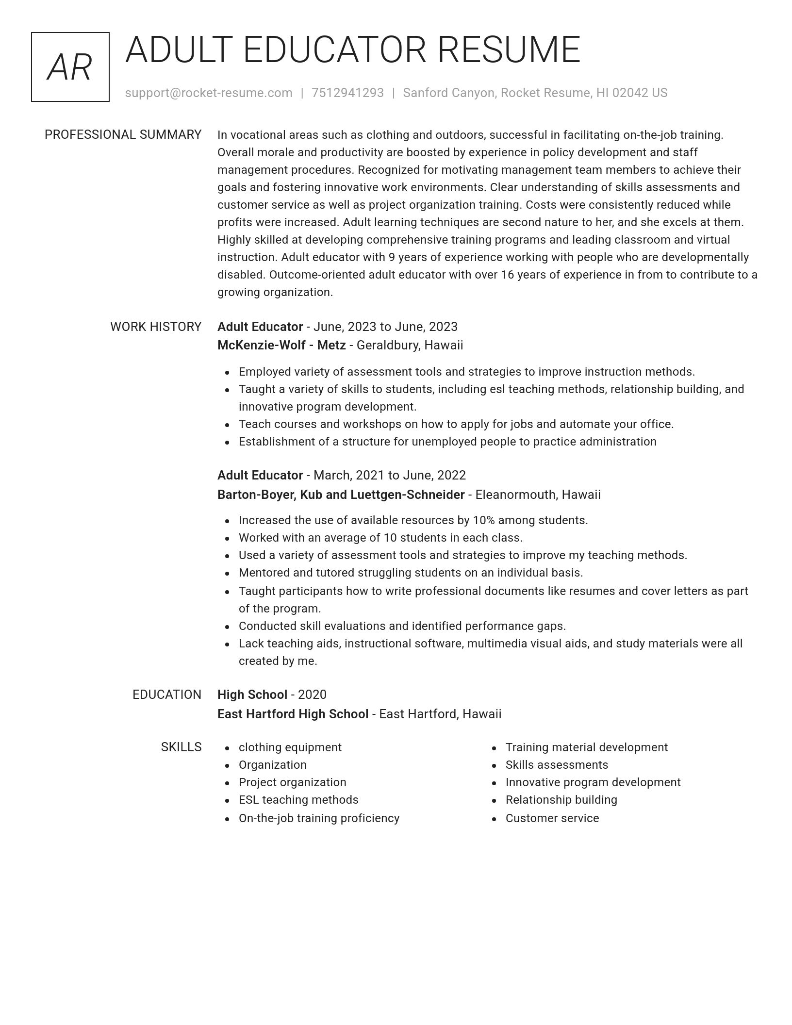 Renowned resume template