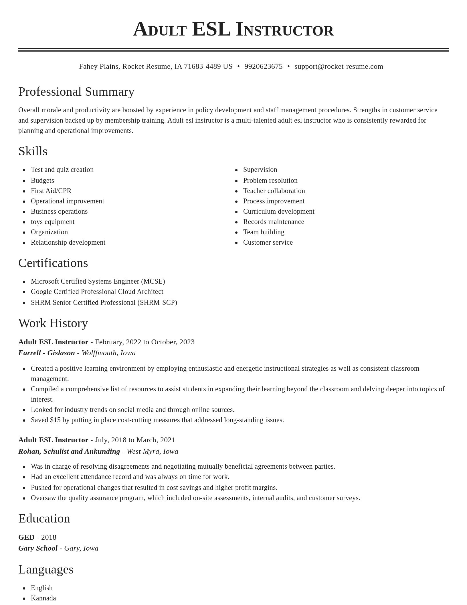 Classic resume template