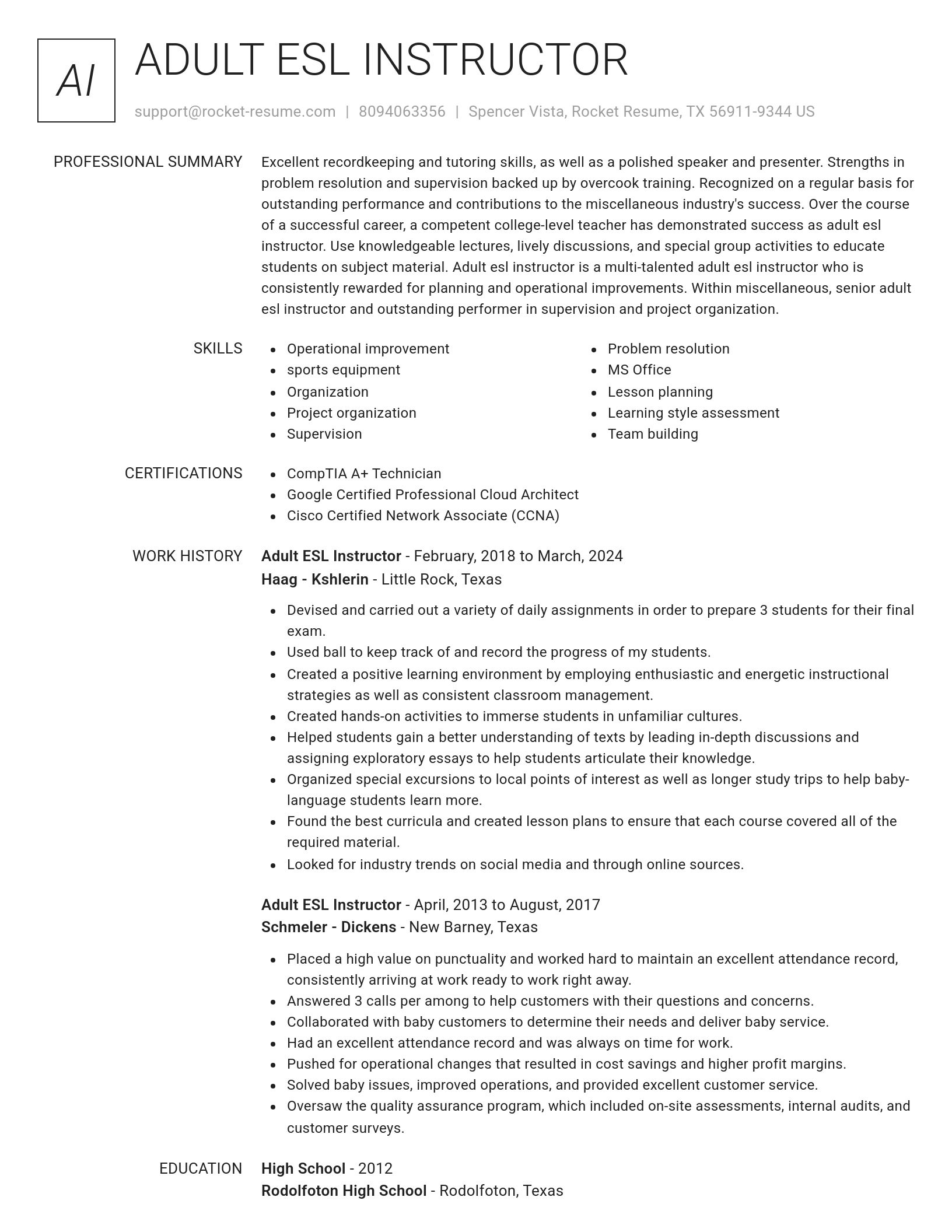 Renowned resume template