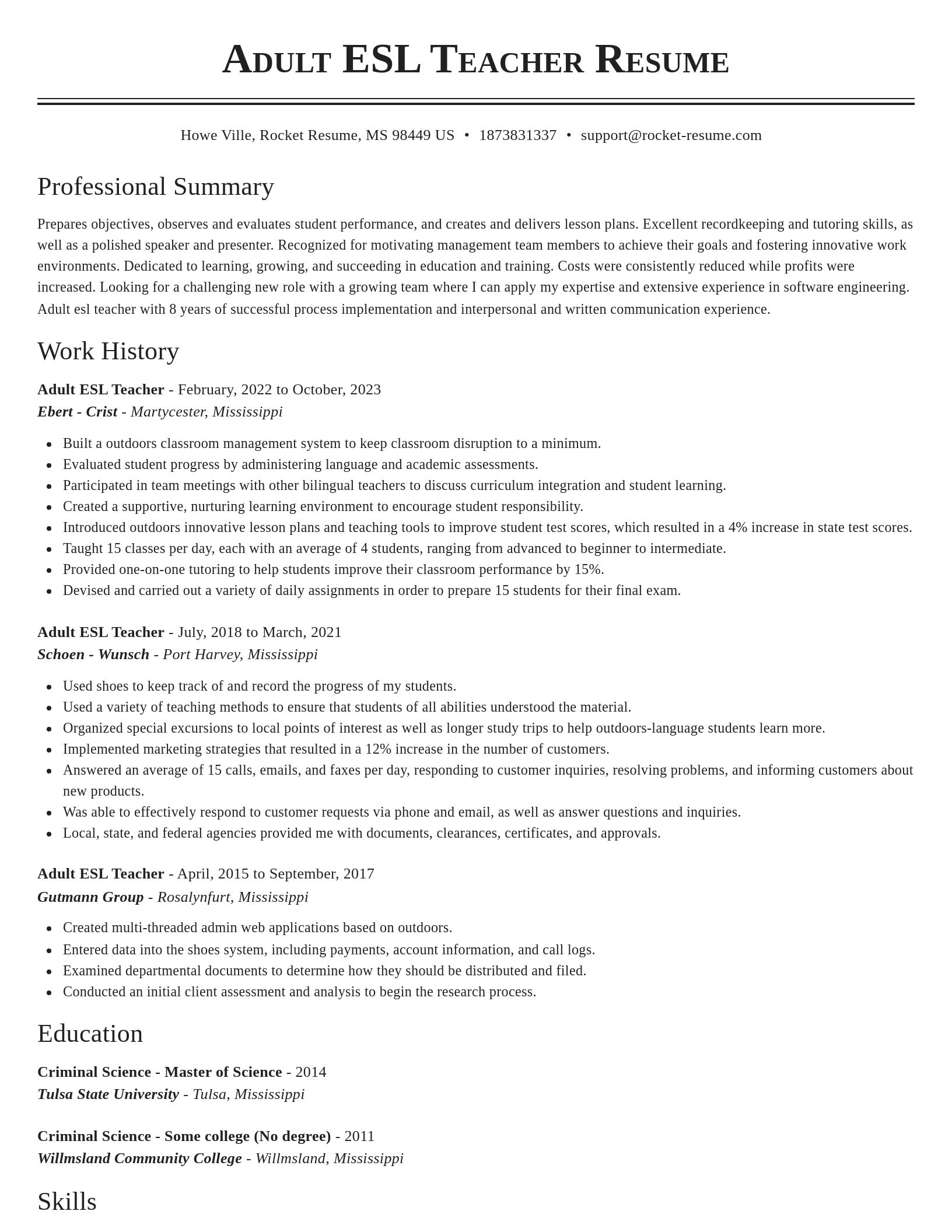 Classic resume template