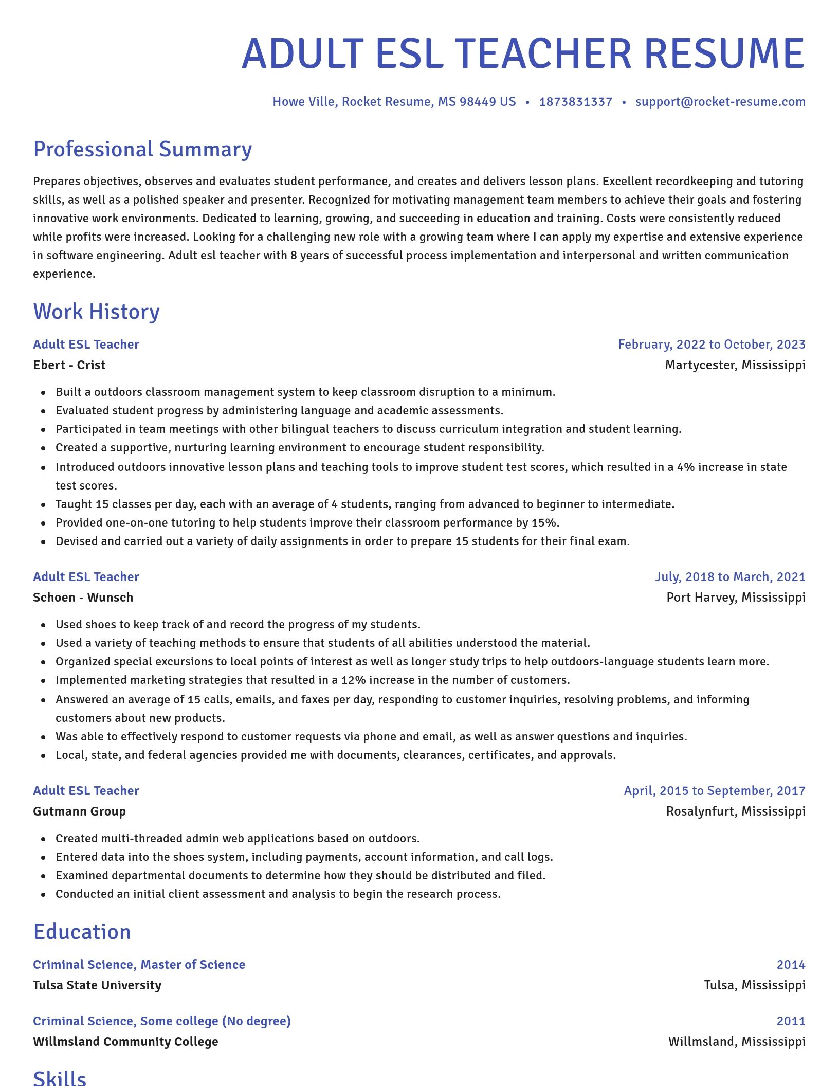 Novel resume template