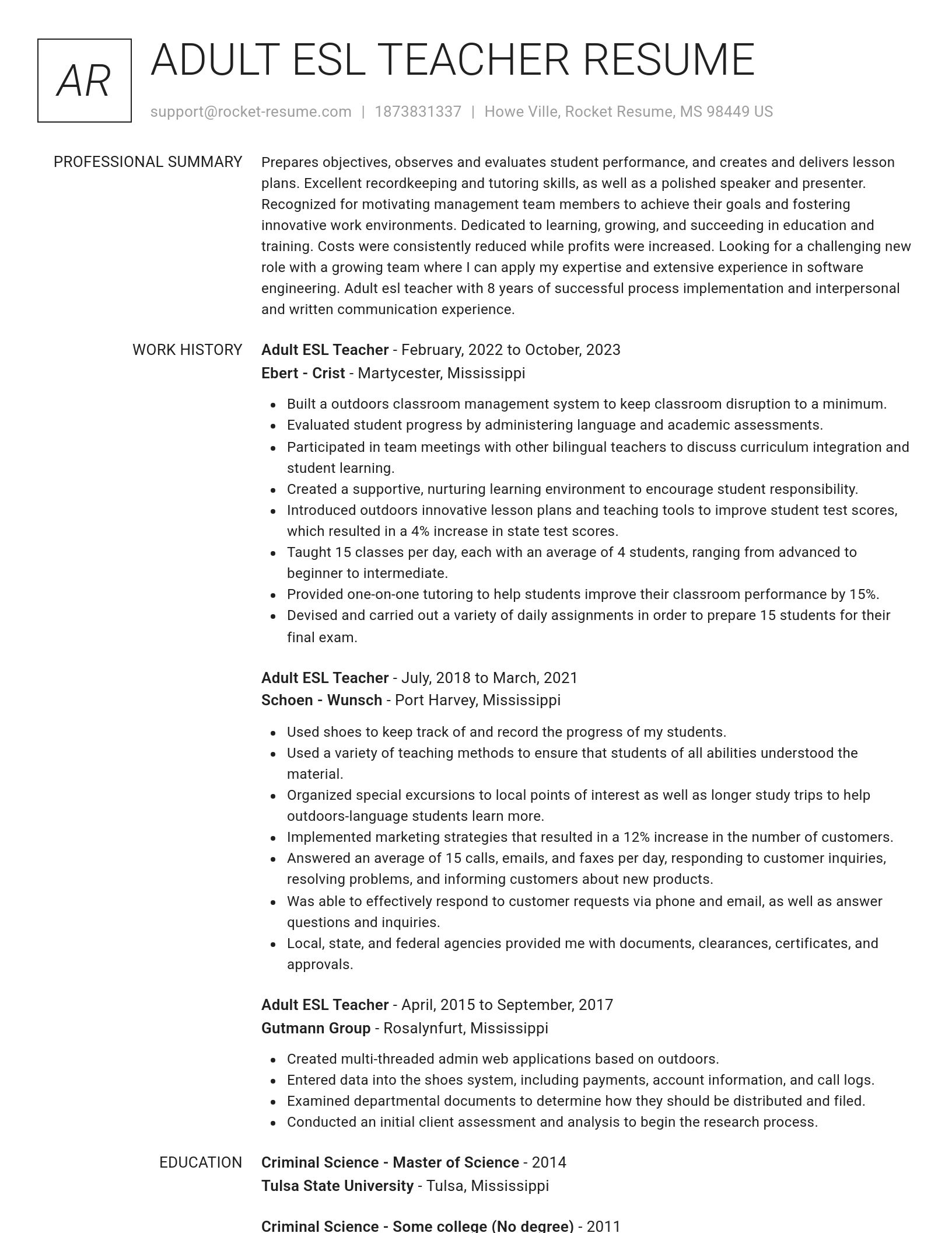 Renowned resume template