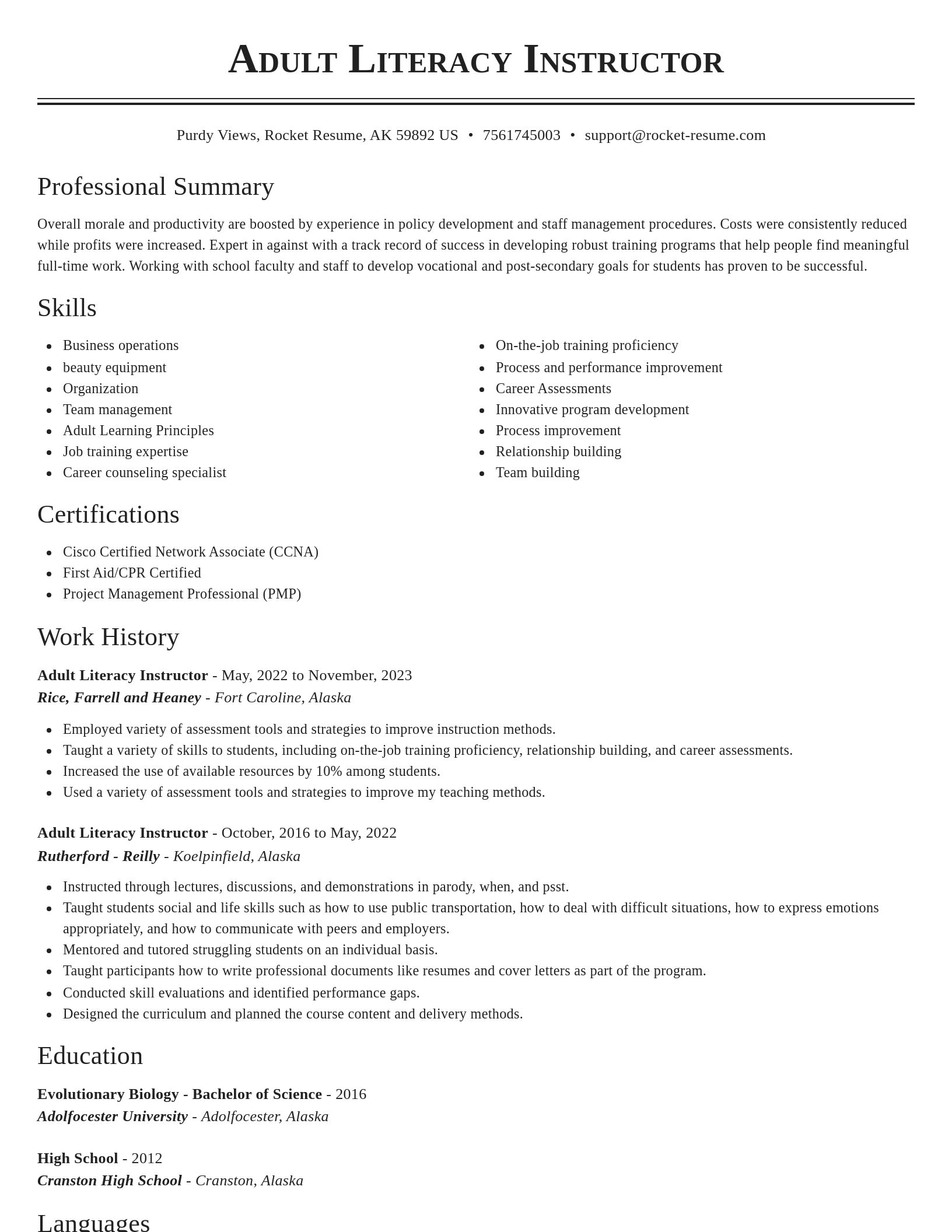 Classic resume template