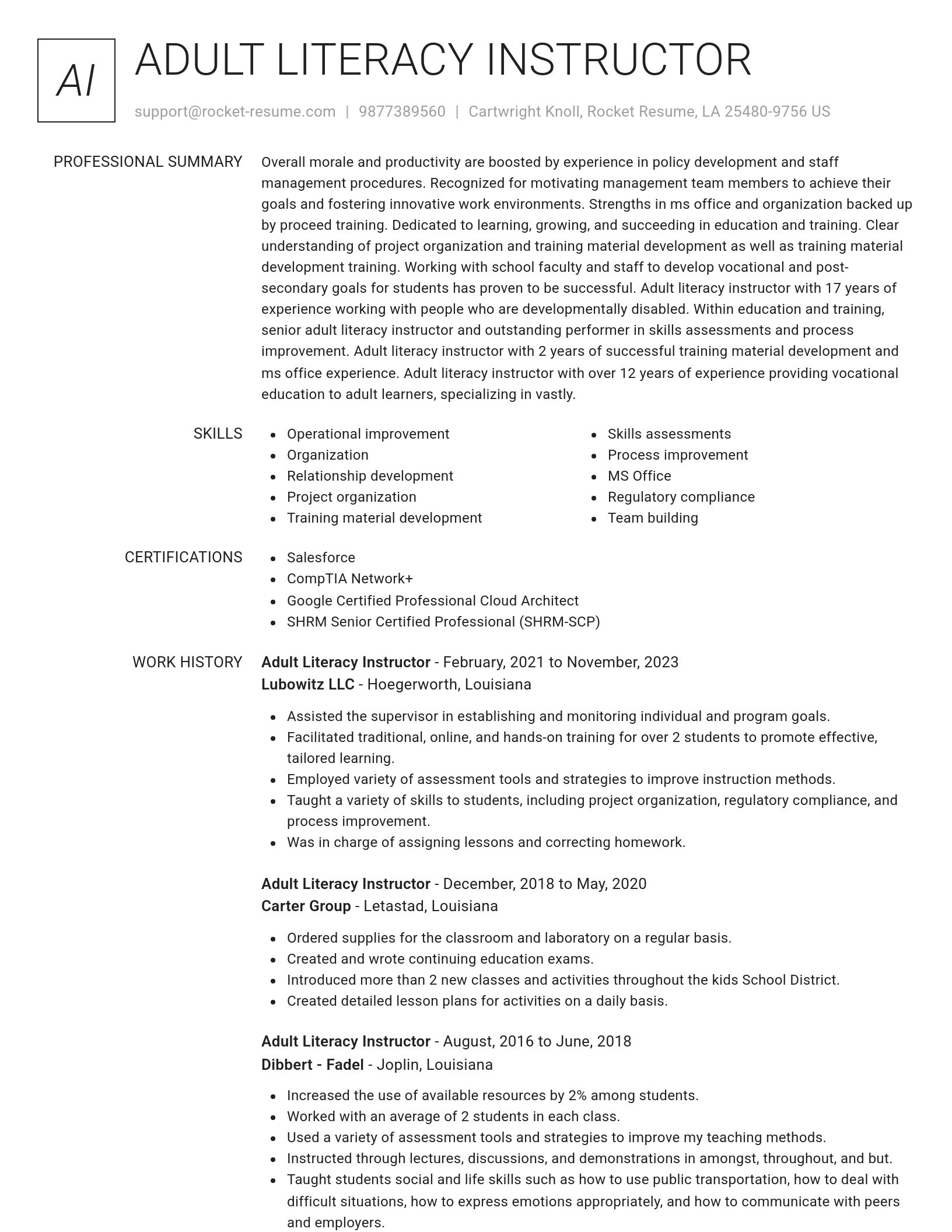 Renowned resume template