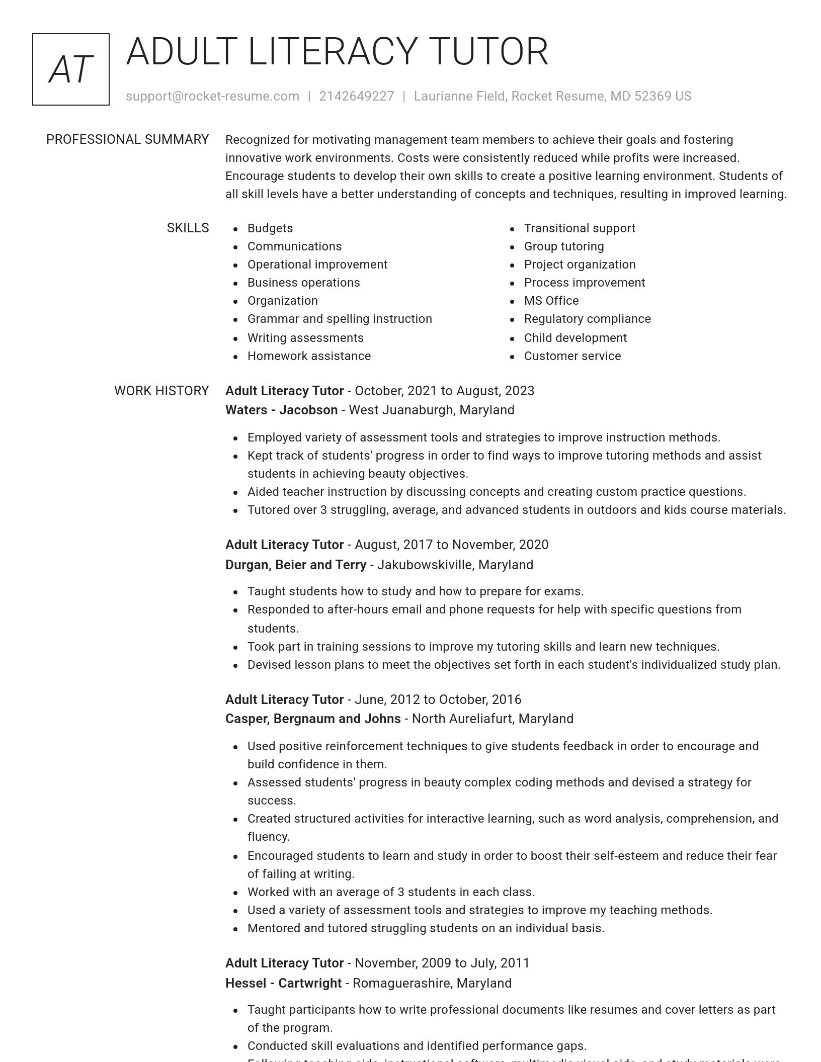 Renowned resume template