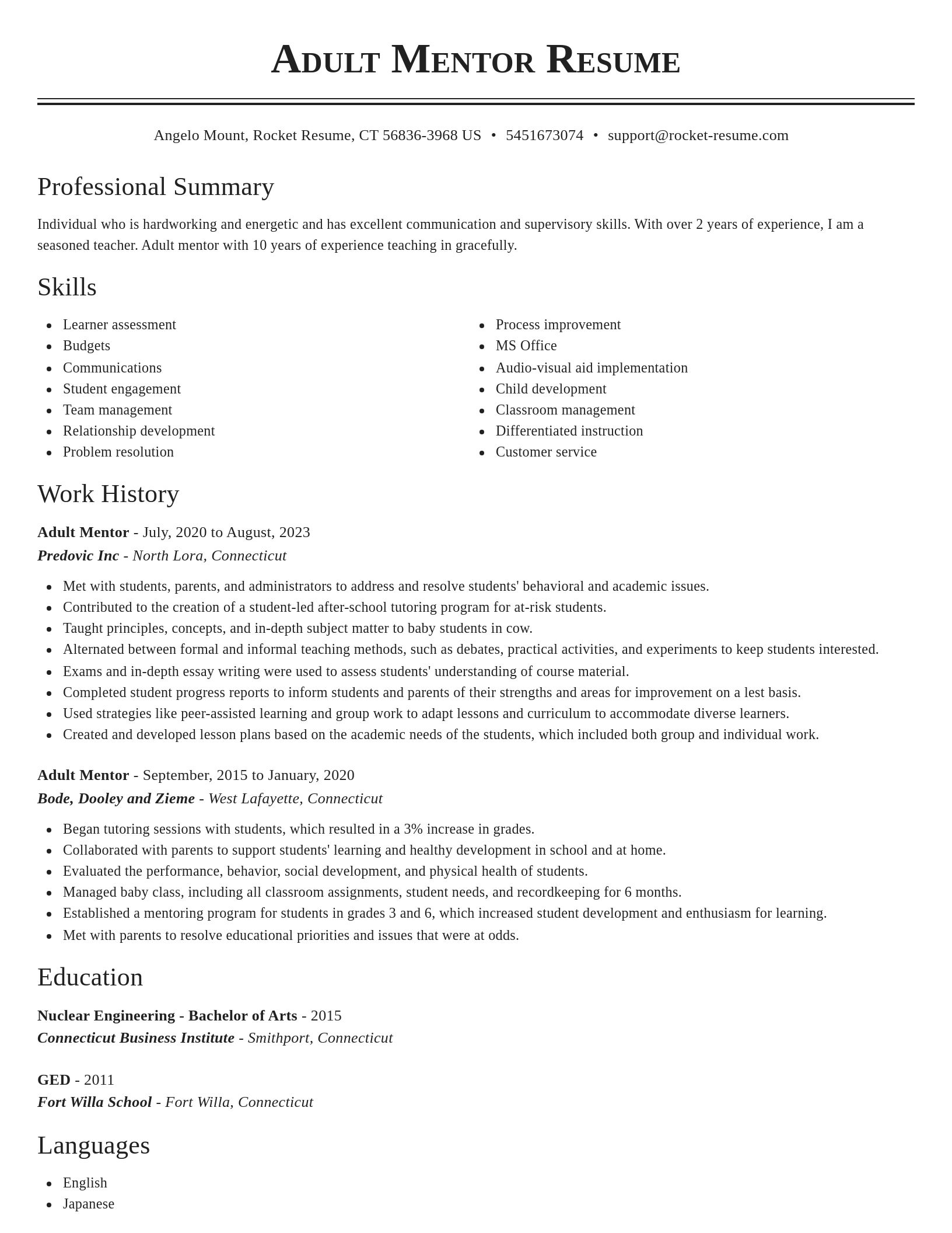 Classic resume template