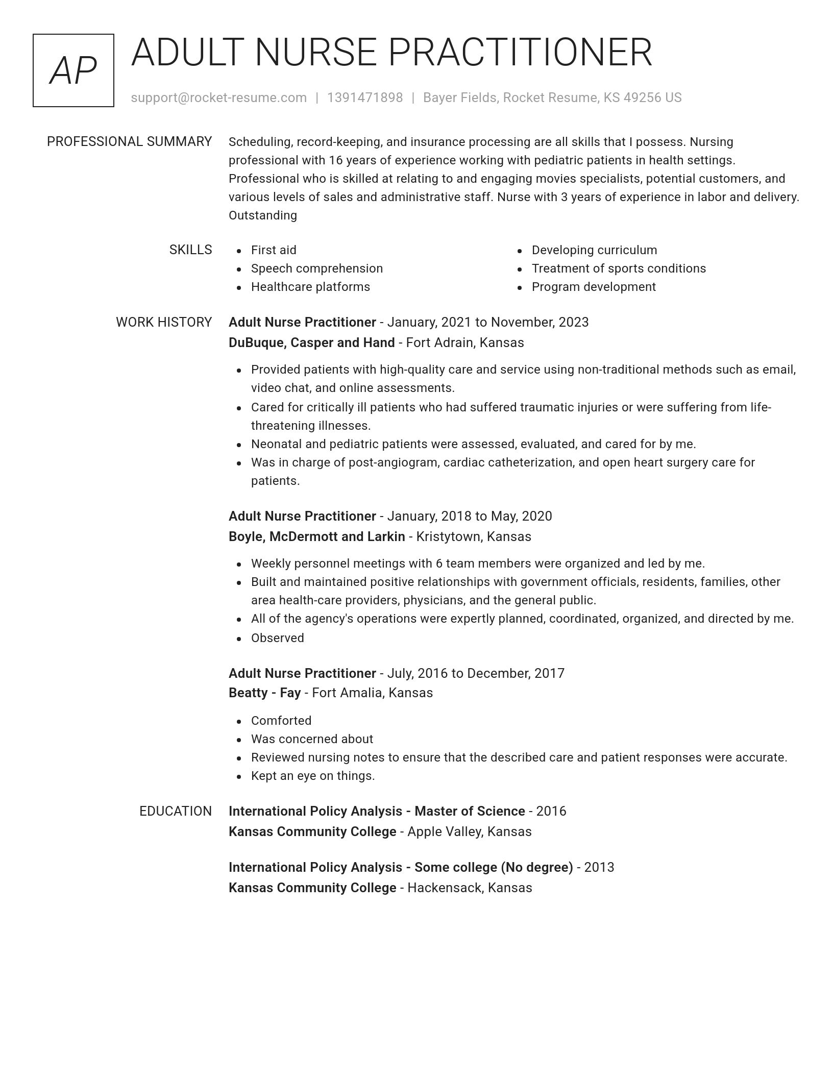 Renowned resume template